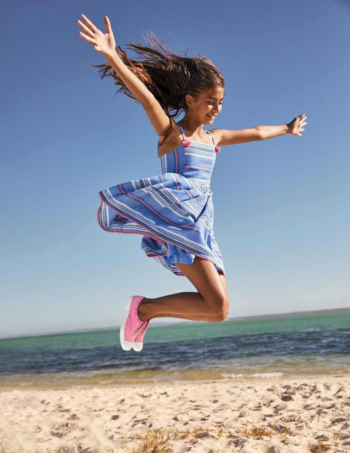 Stripe Tassel Sun Dress-Starboard Blue/Pink Sunset-4