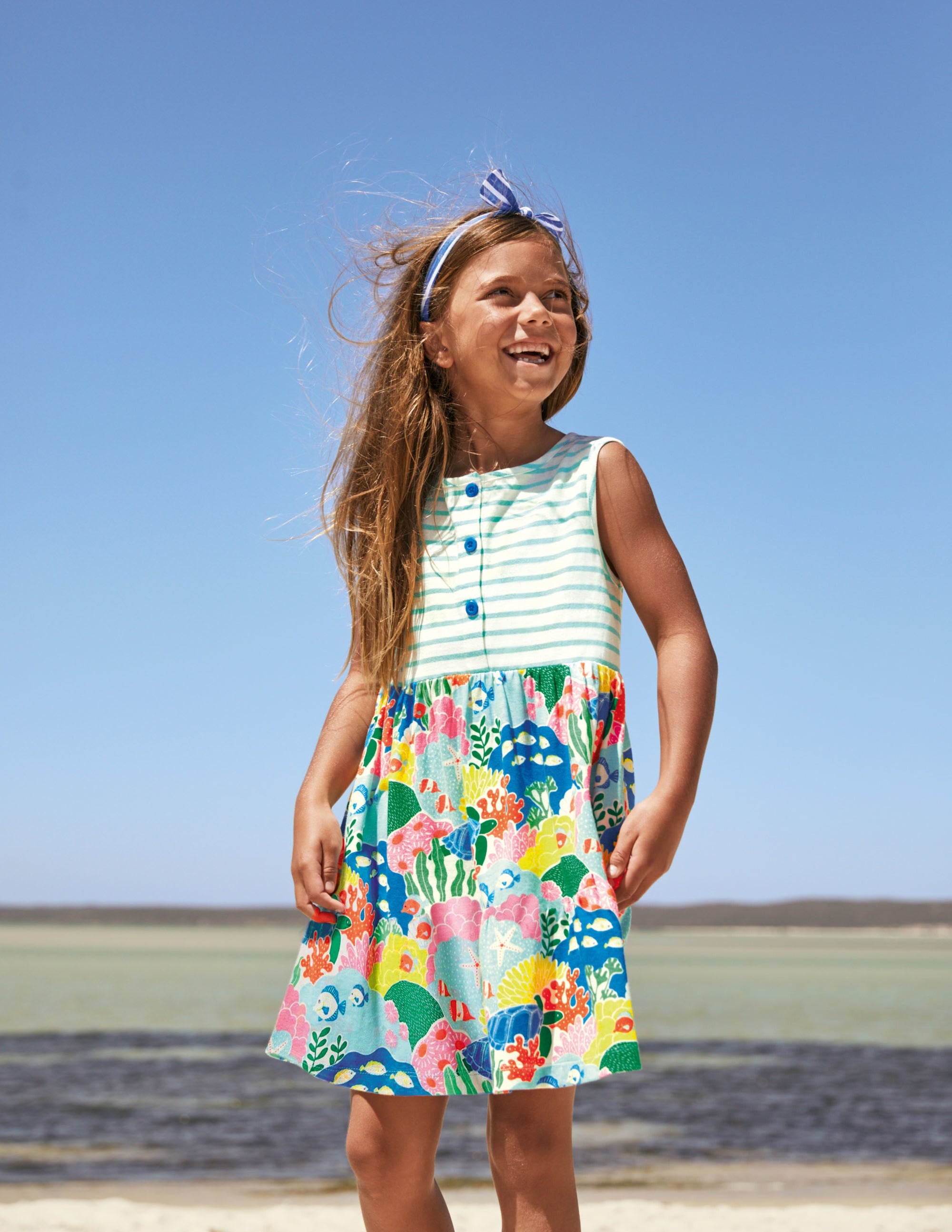 Hotchpotch Jersey Dress-Multi Coral Reef - Image 4