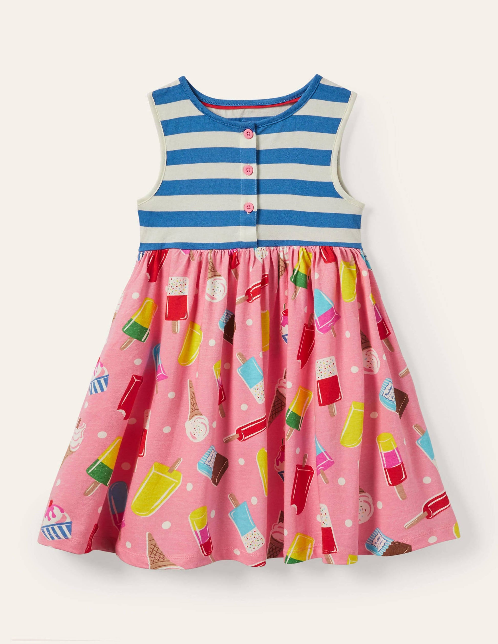 Hotchpotch Jersey Dress-Pink Lemonade Ice Cream Spot-1