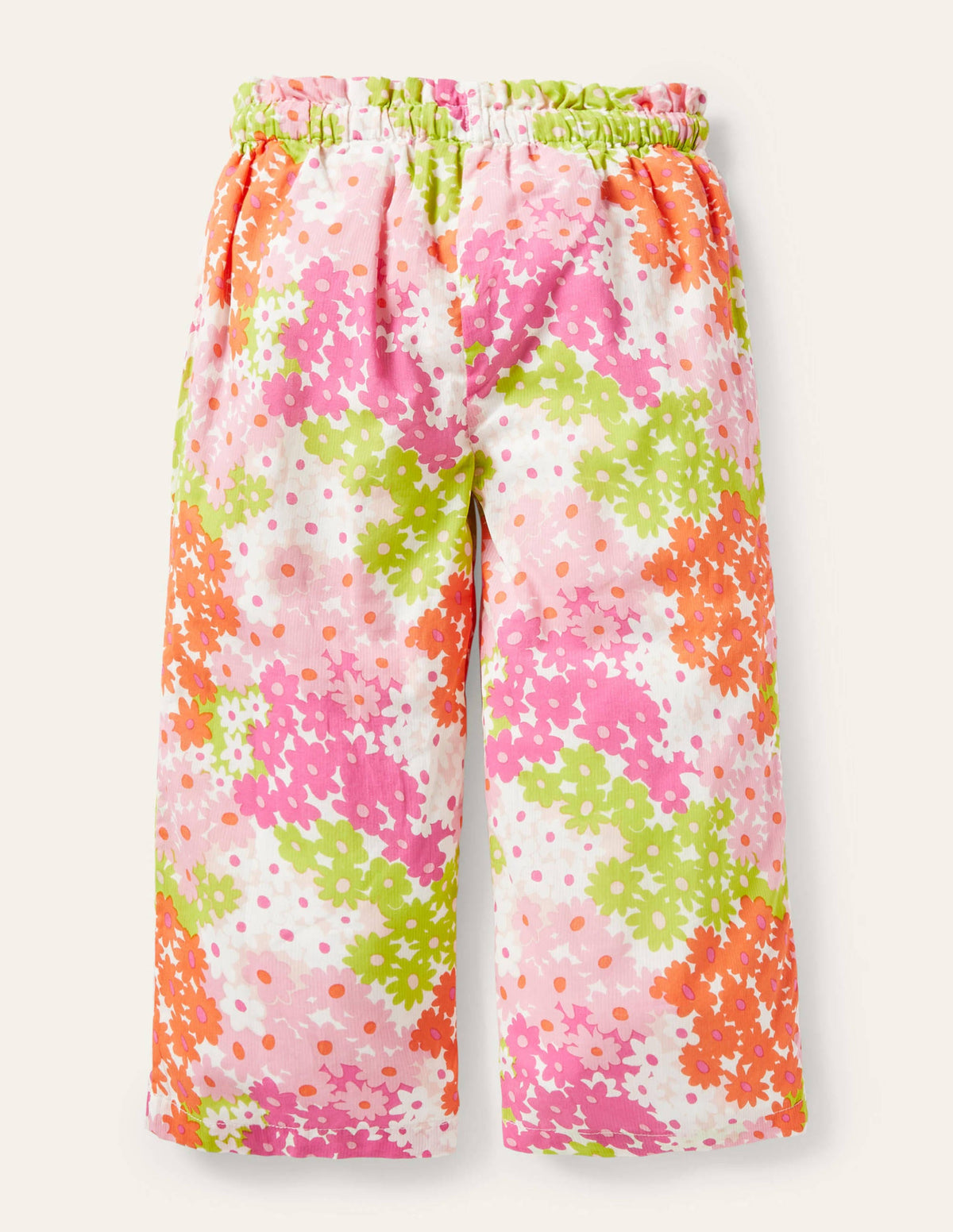 Printed Woven culottes-Soft Coral Pink Summer Daisy-2
