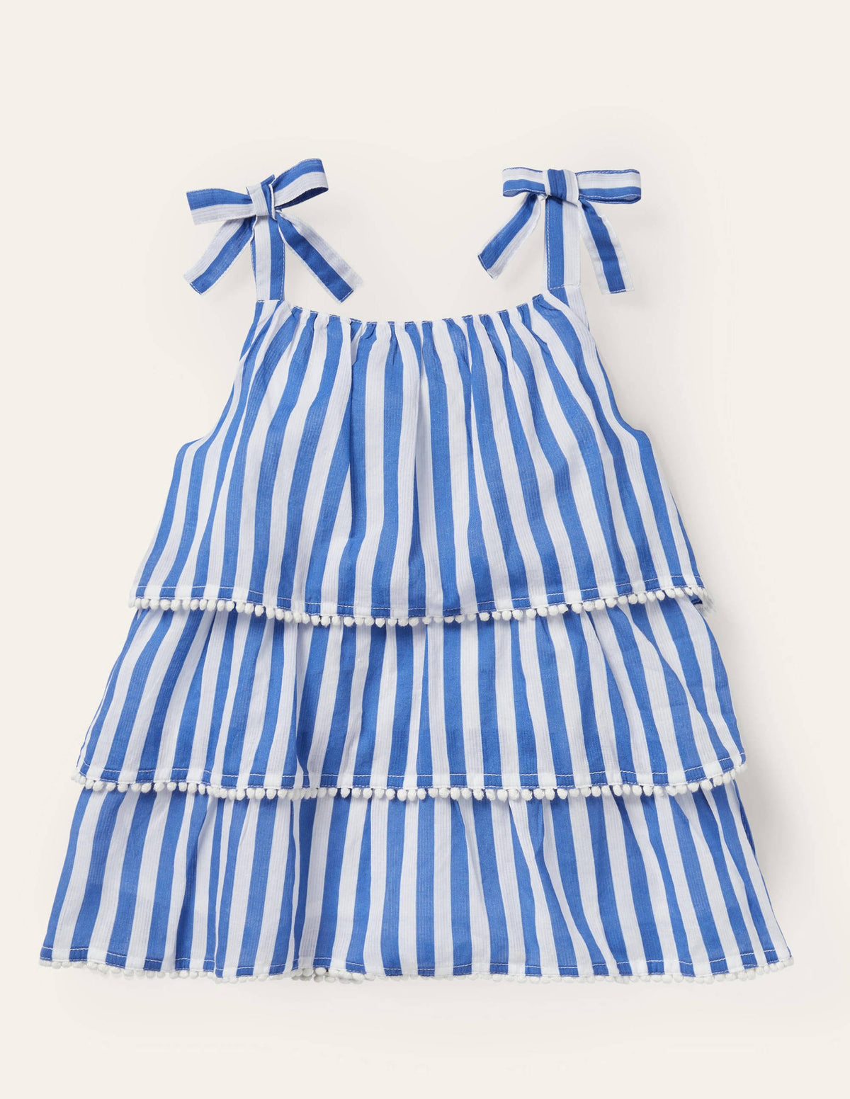 Tiered Detail Woven Top-Elizabethan Blue/ Ivory-1