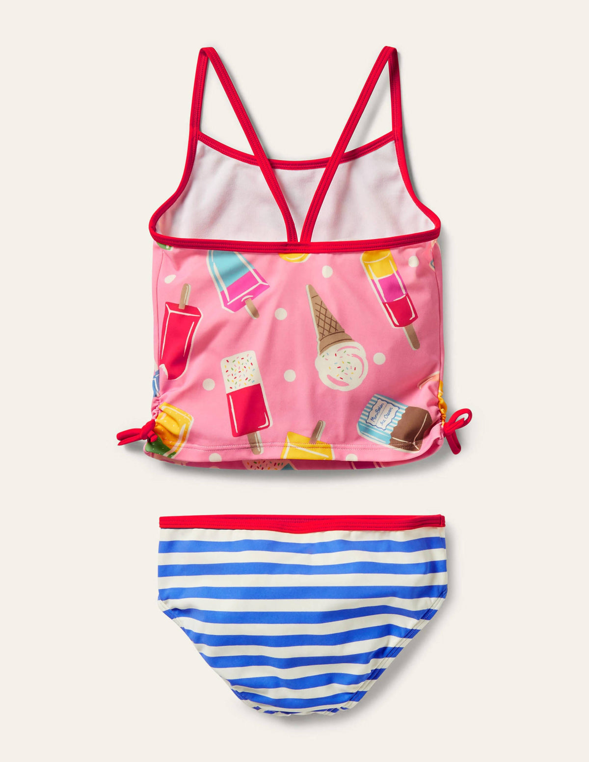 Ruched Tankini Set-Pink Lemonade Ice Cream Spot-2