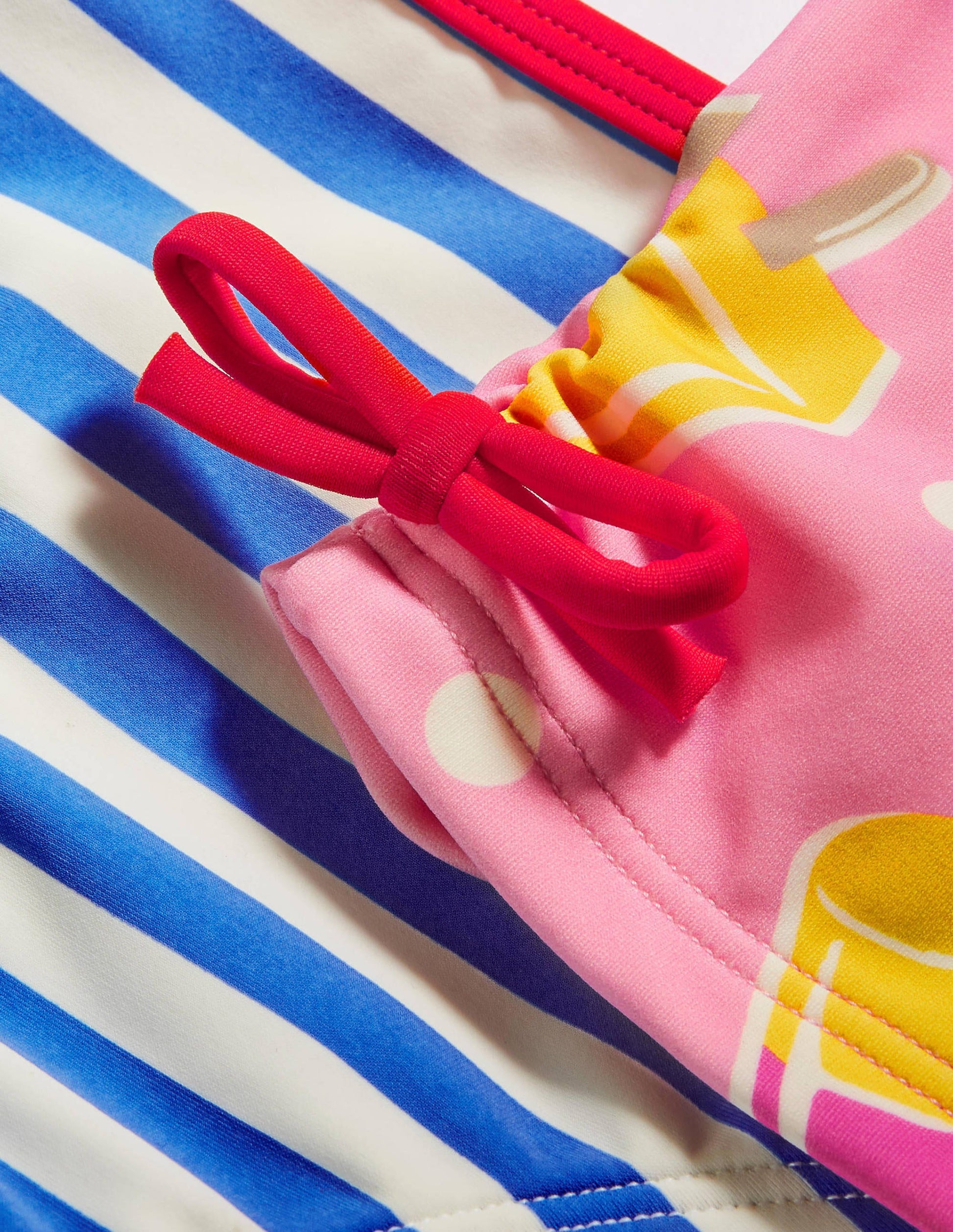 Ruched Tankini Set-Pink Lemonade Ice Cream Spot-3
