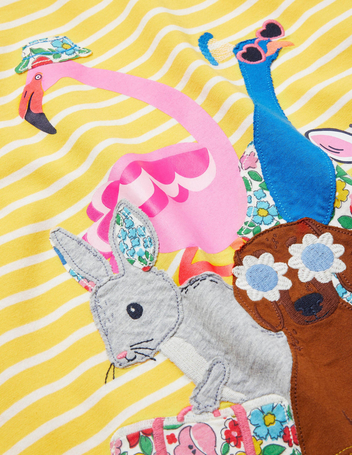 Appliqué Jersey Dress-Daffodil/ Ivory Animals - Image 3