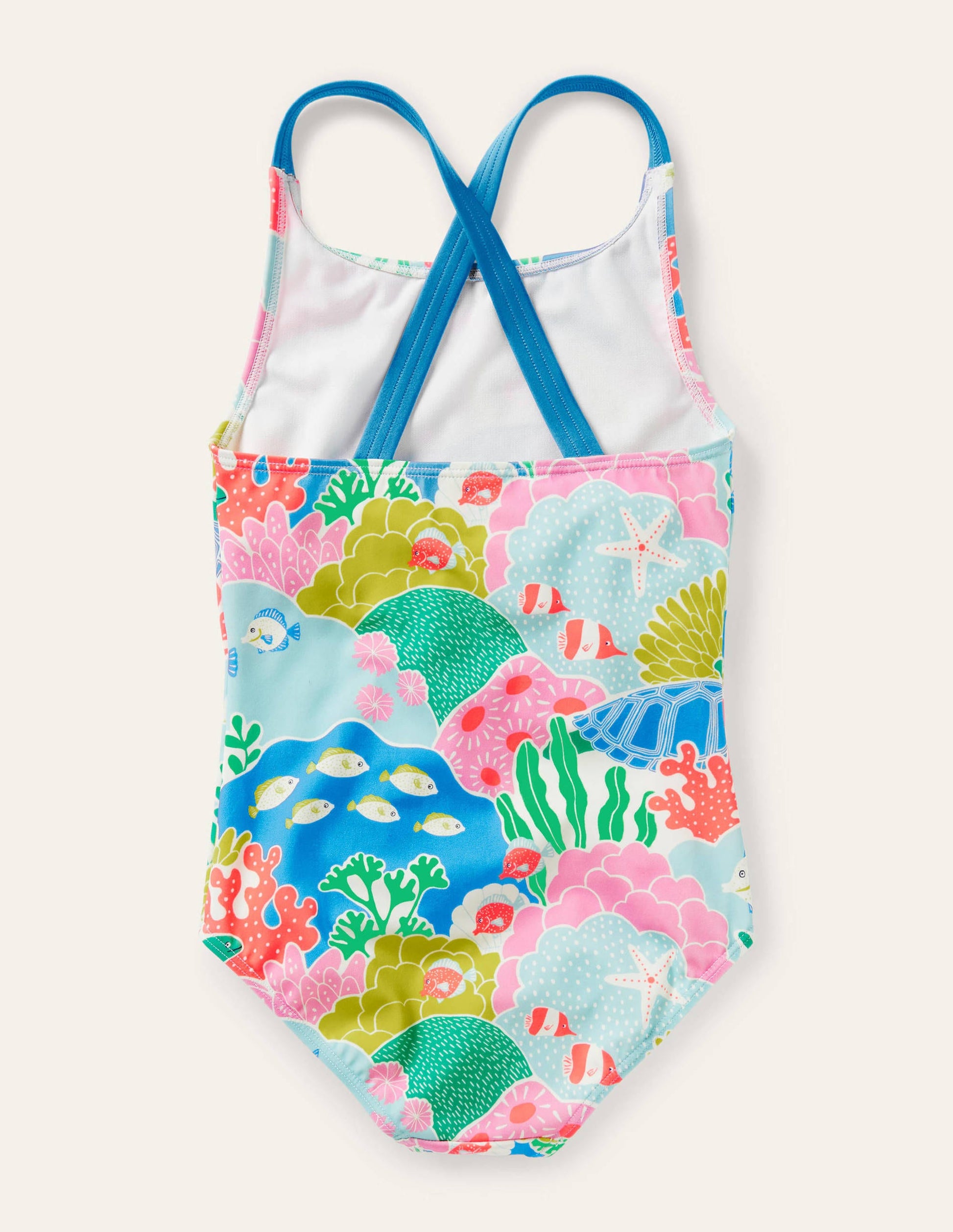 Cross-back Printed Swimsuit-Multi Coral Reef-2