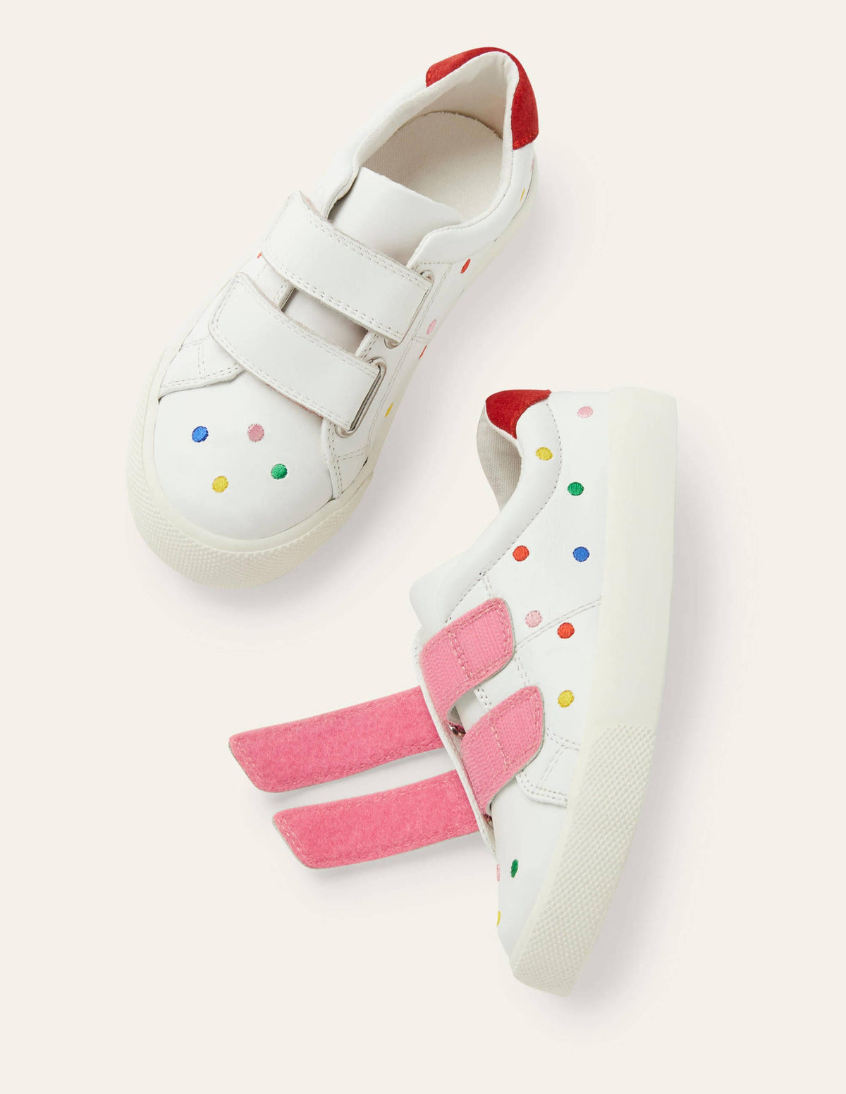 Fun Low Tops-White Leather Rainbow Spots - Image 1