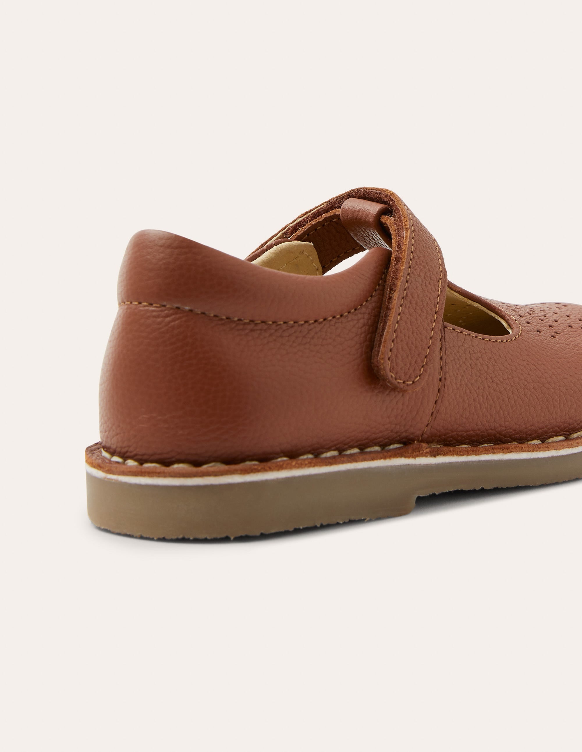 Leather T-bar Flats-Tan - Image 2