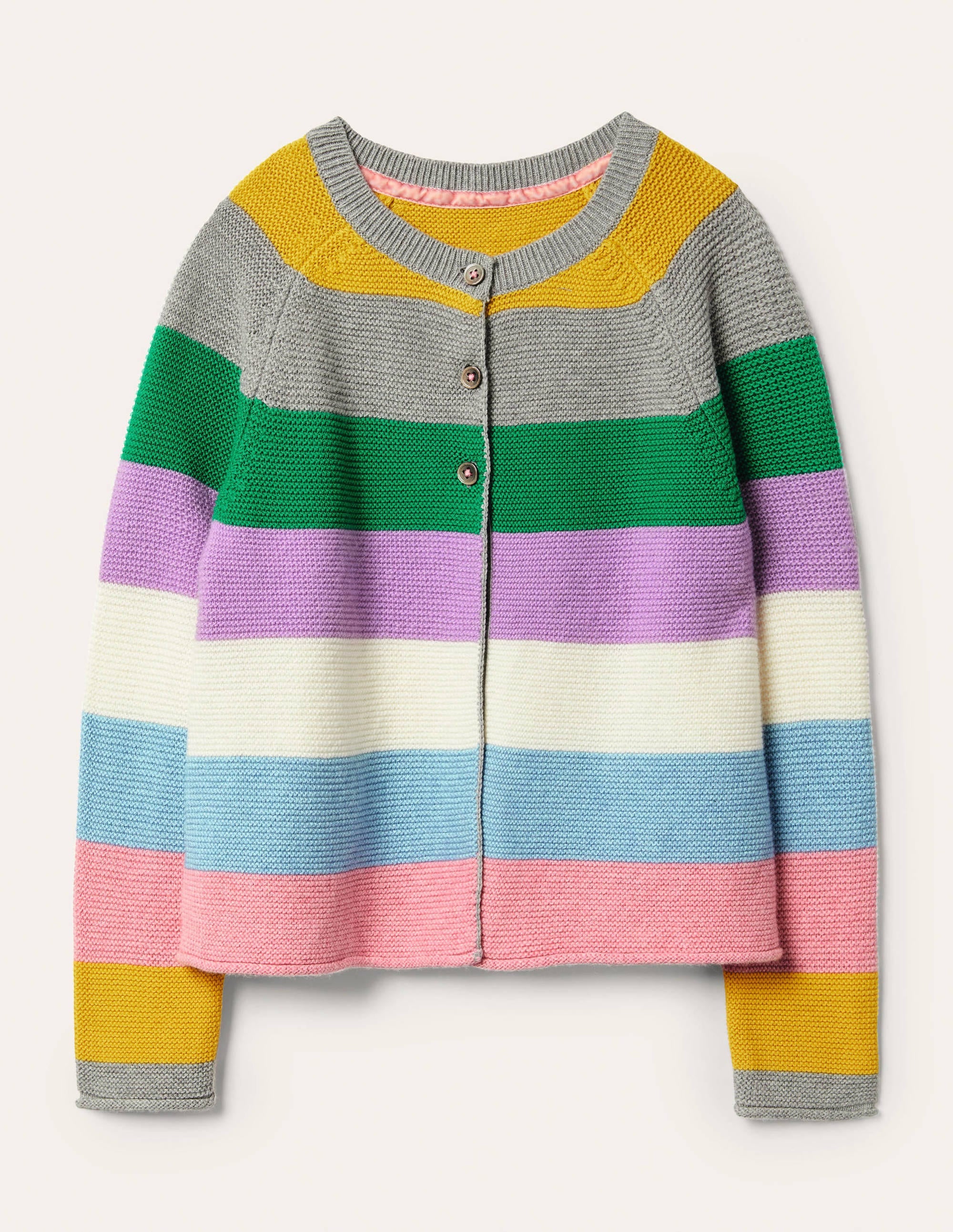 Cotton Cashmere Mix Cardigan-Multi Stripe - Image 1