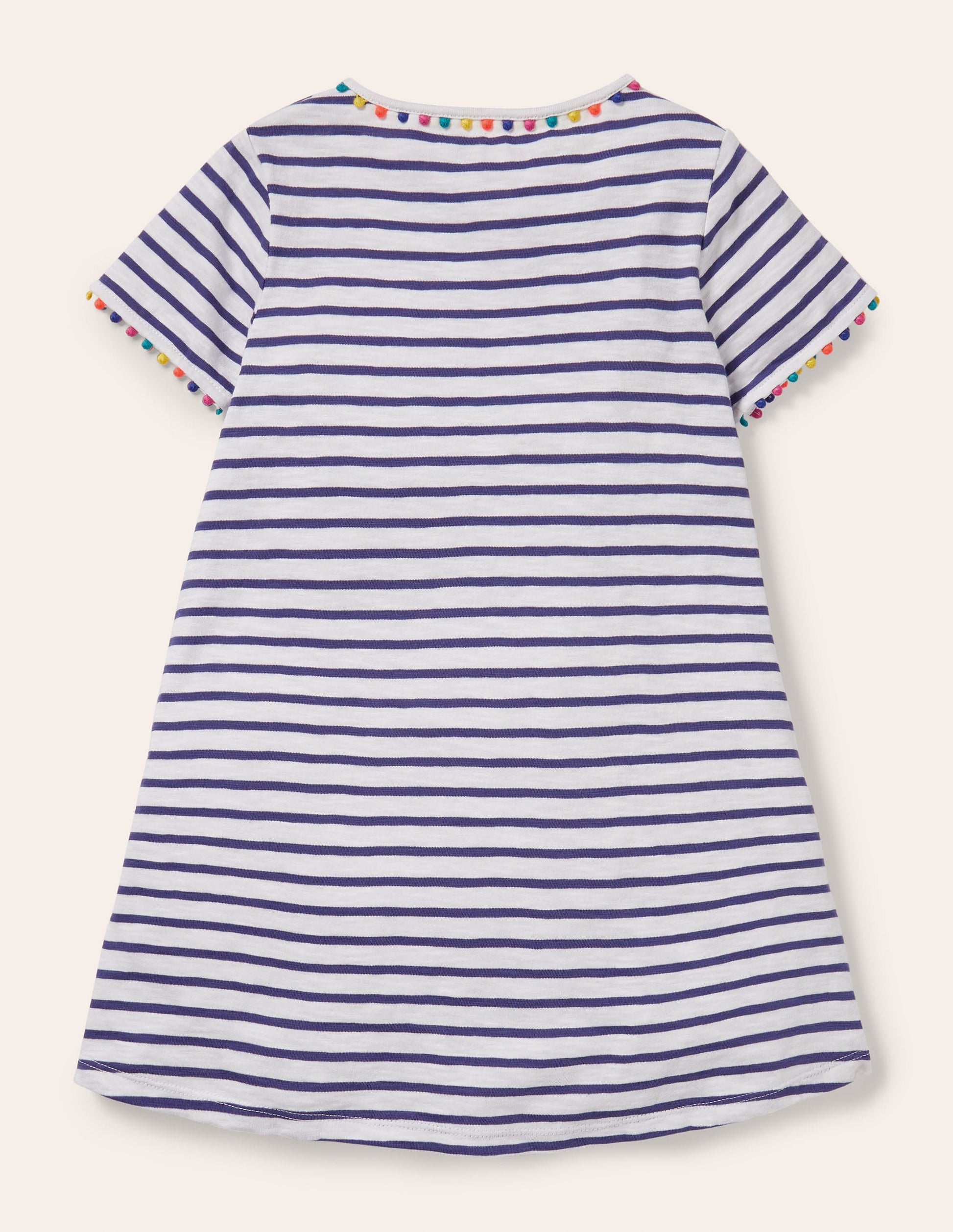 Charlie Pom Jersey Dress-Ivory/Navy-2