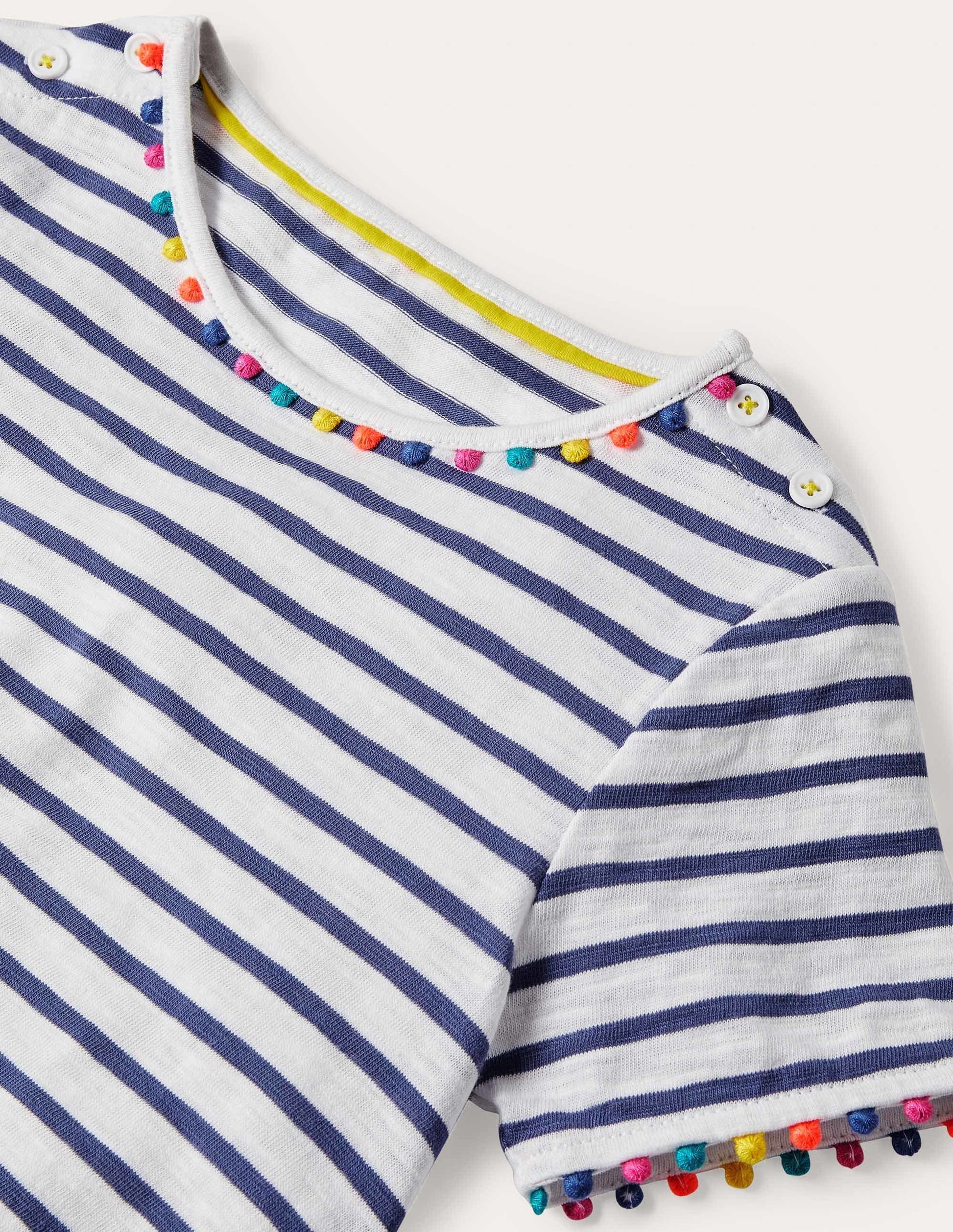 Charlie Pom Jersey Dress-Ivory/Navy-3