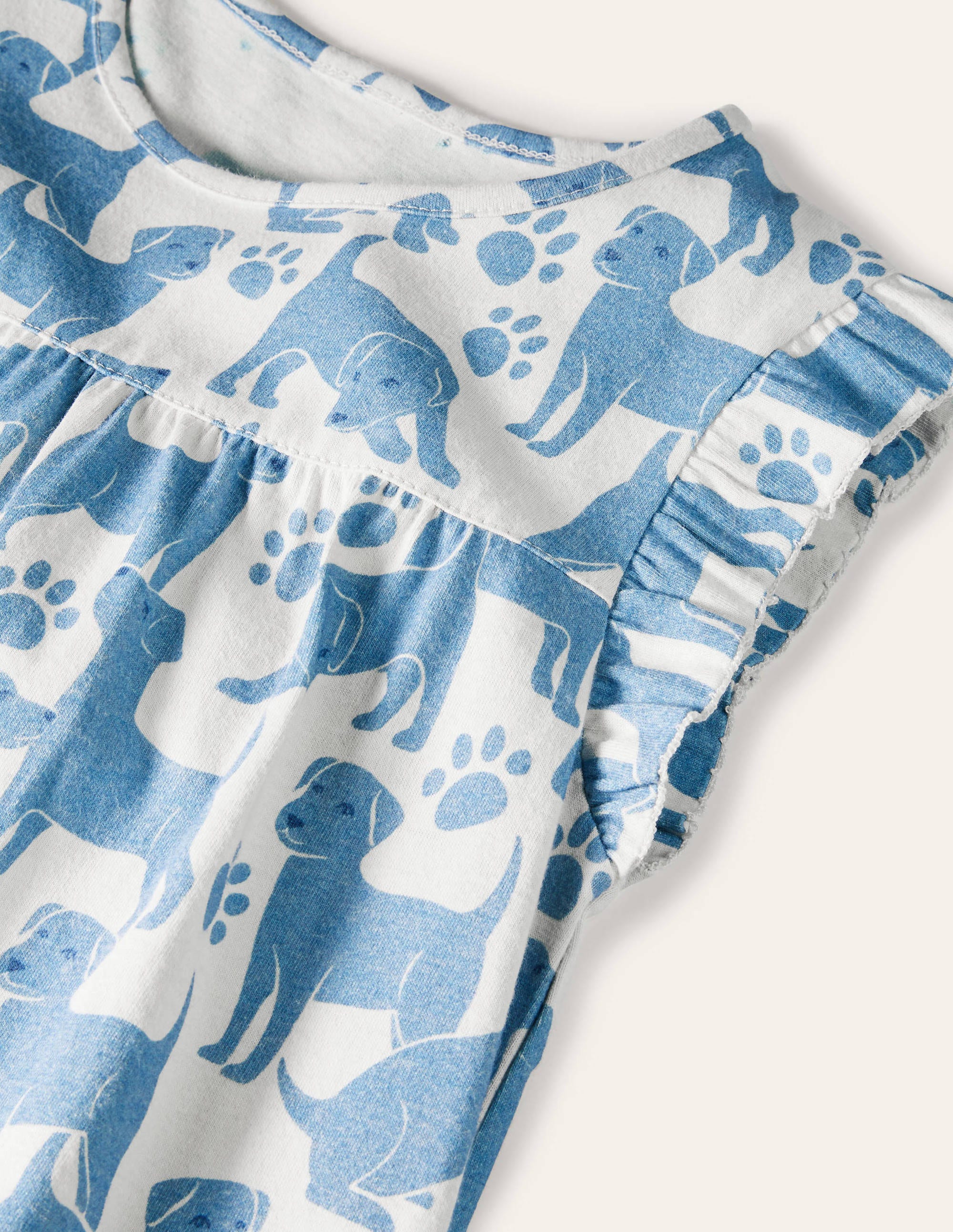 Printed Short-sleeved Nightie-Blue Playful Pups - Image 3