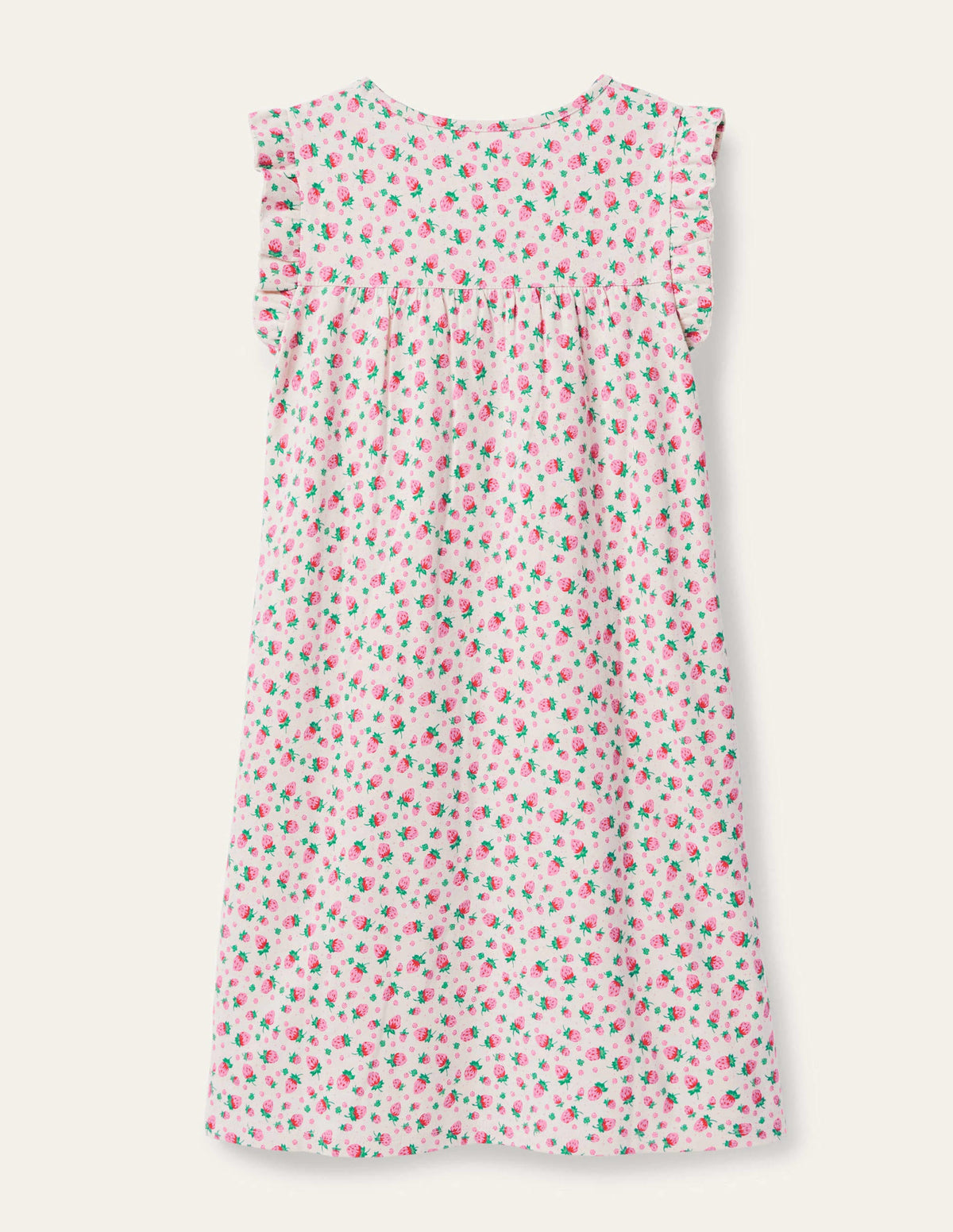 Printed Short-sleeved Nightie-Ivory Vintage Strawberries-2