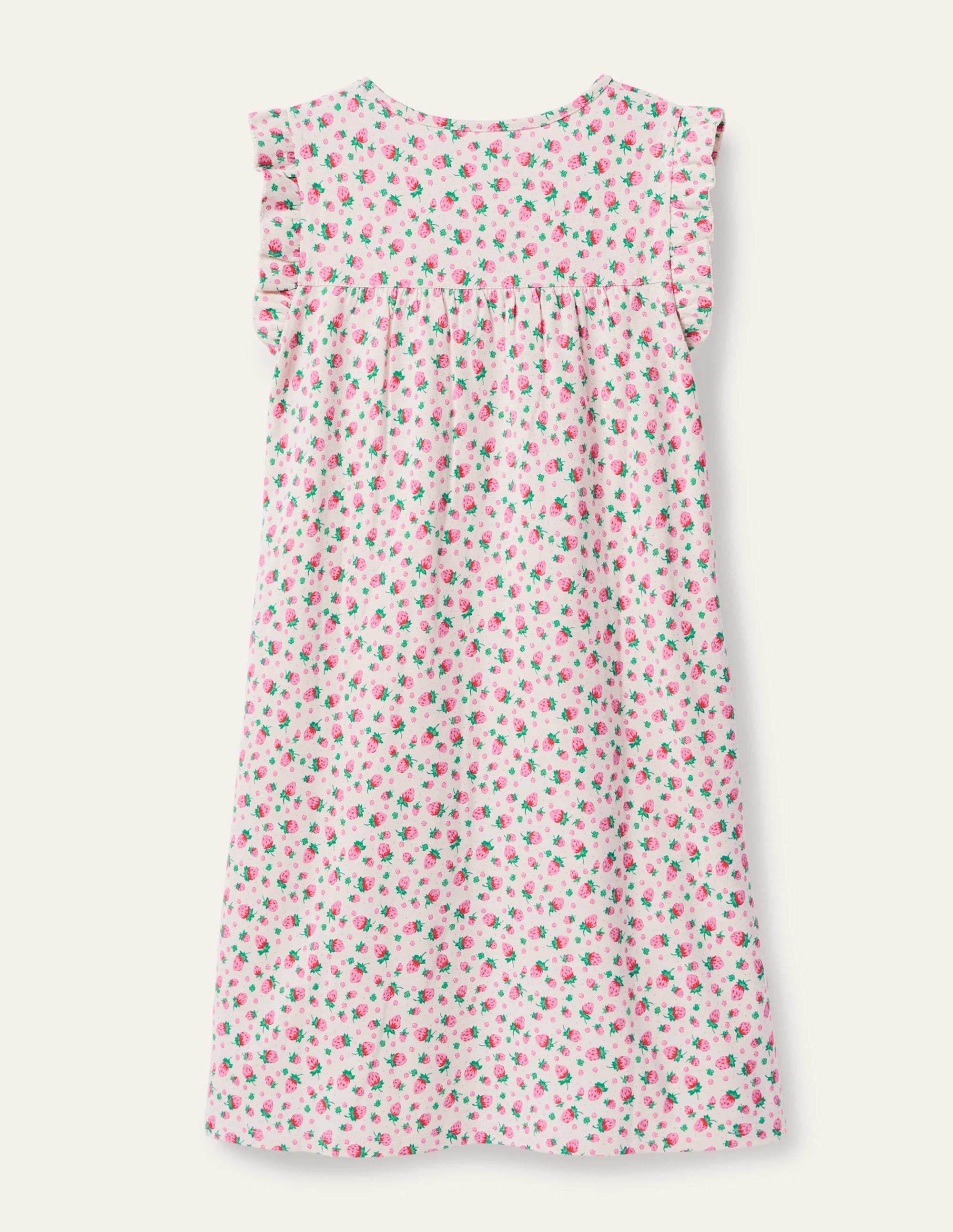 Printed Short-sleeved Nightie-Ivory Vintage Strawberries - Image 2