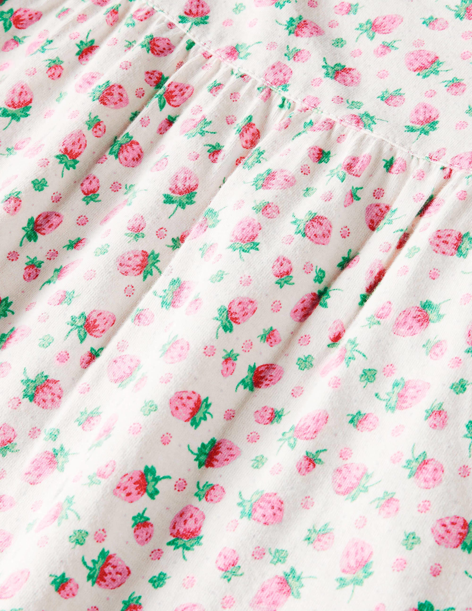 Printed Short-sleeved Nightie-Ivory Vintage Strawberries - Image 3