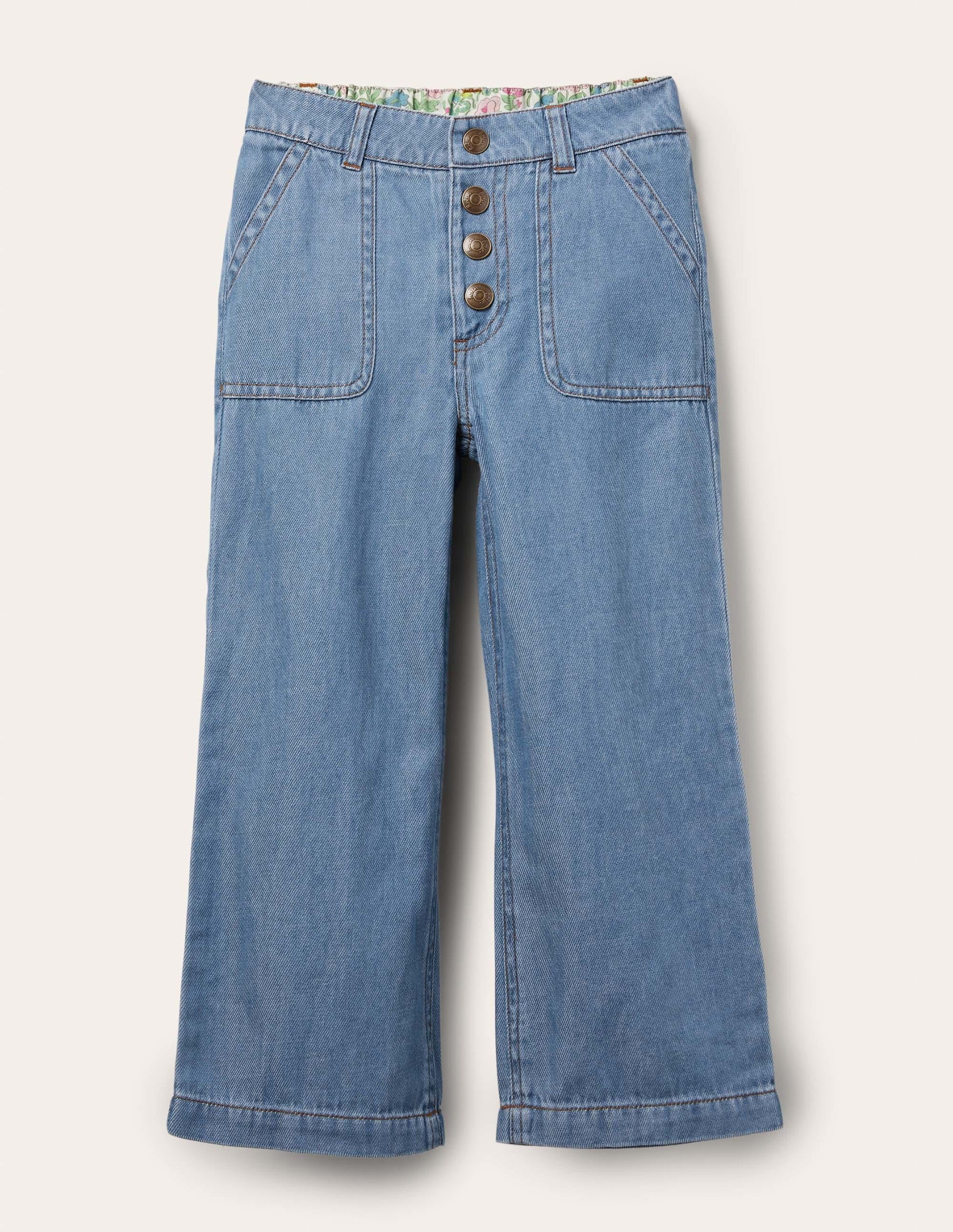 Straight Leg Button Jeans-Light Vintage Denim-1
