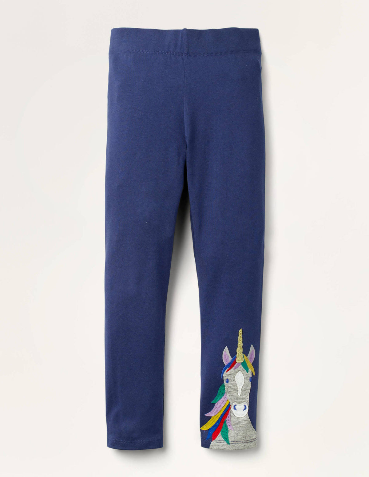 Fun Appliqué Leggings-College Navy Unicorn-1