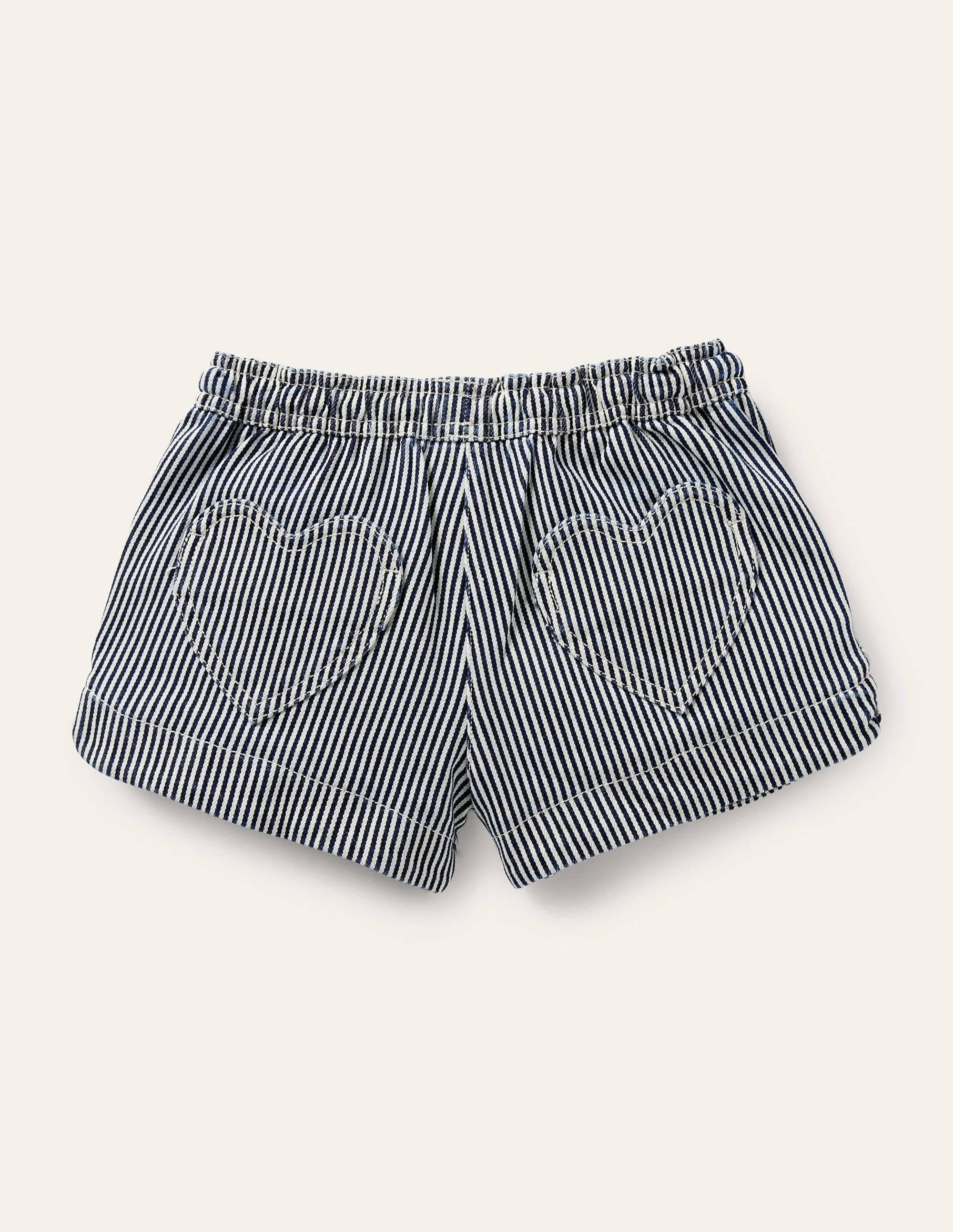 Heart Pocket Shorts-Indigo/Ivory Ticking - Image 2