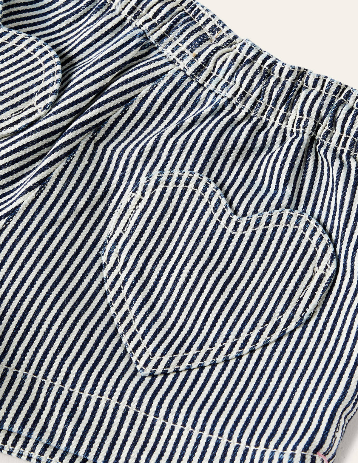 Heart Pocket Shorts-Indigo/Ivory Ticking-3