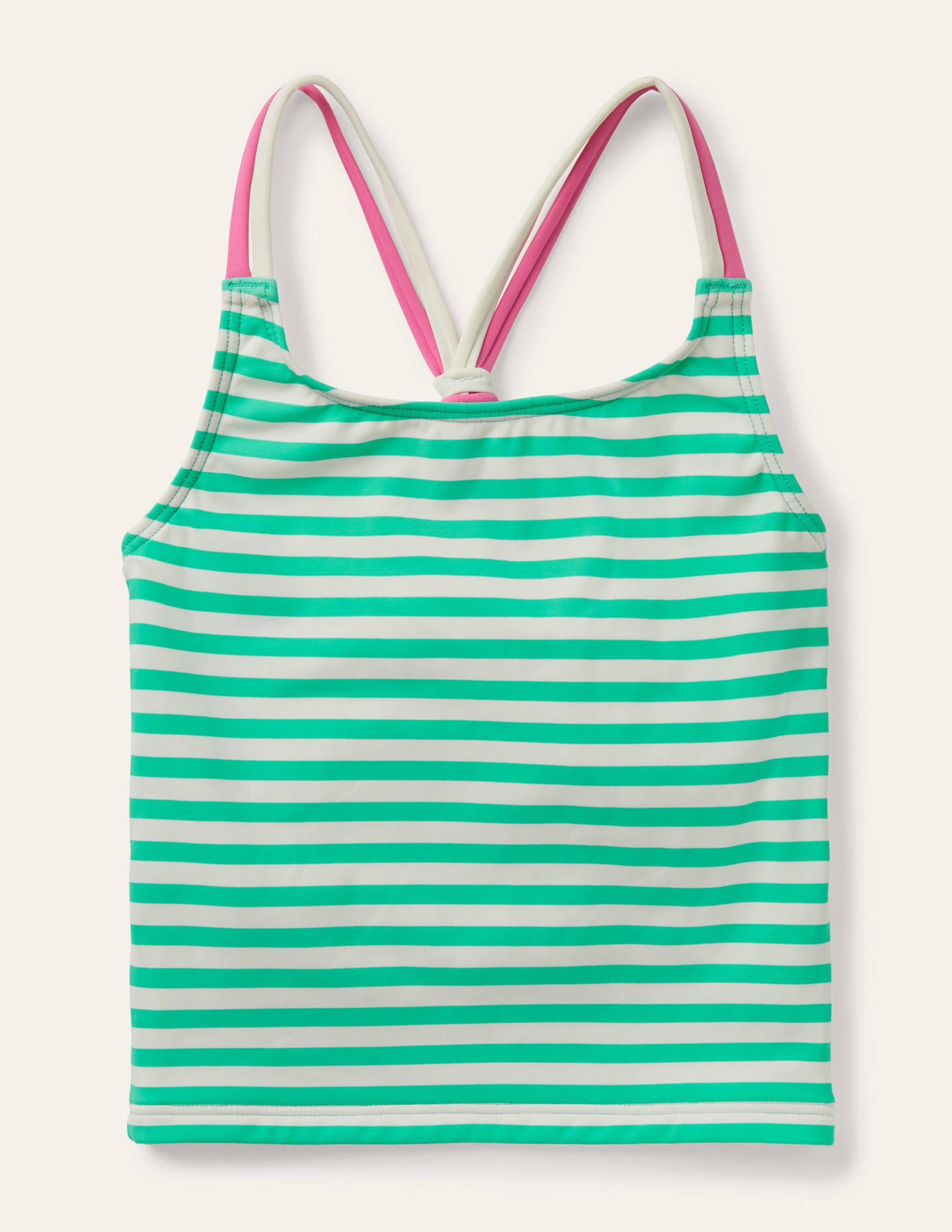 Patterned Tankini Top-Light Green/ Ivory - Image 1