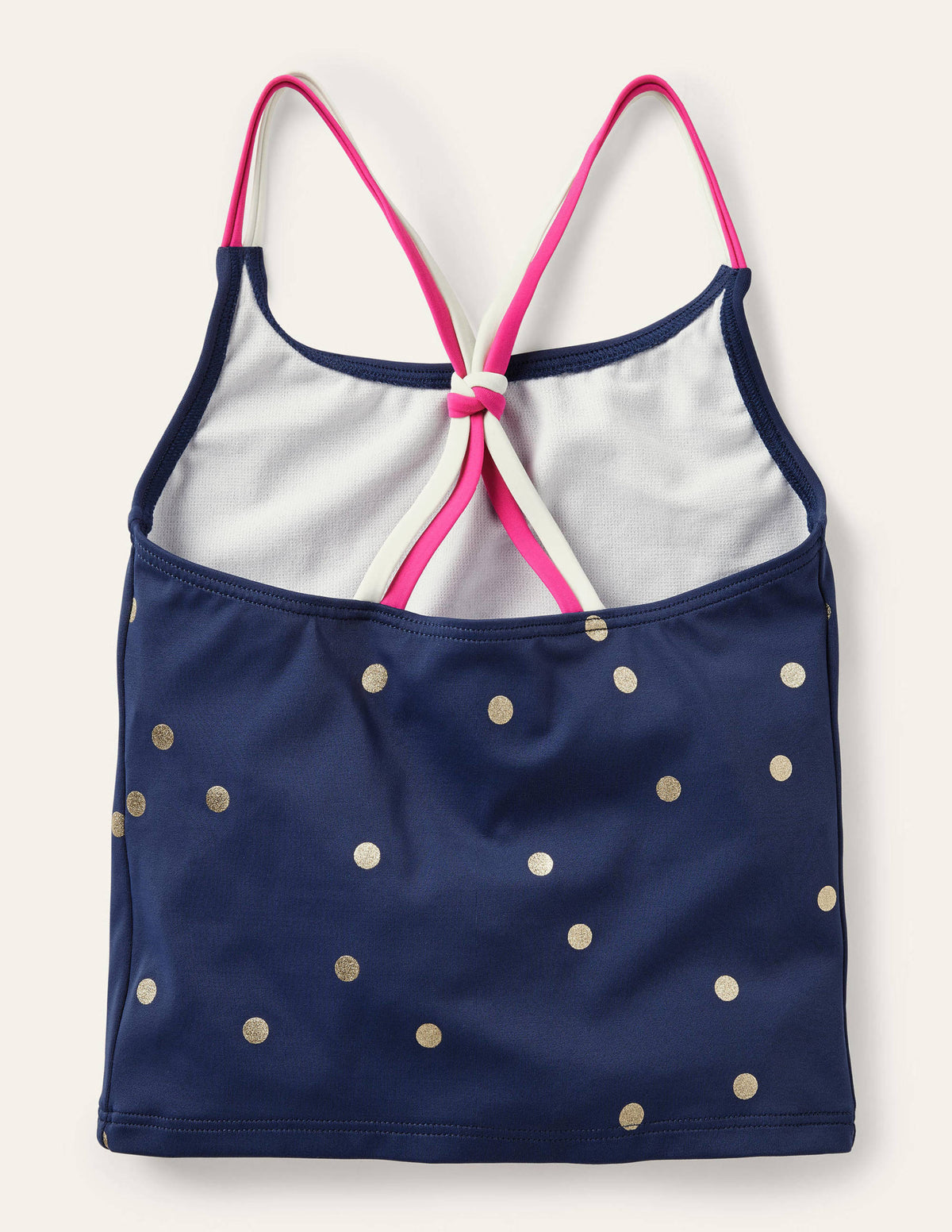 Patterned Tankini Top-Deep Sea Blue Foil Spot-2