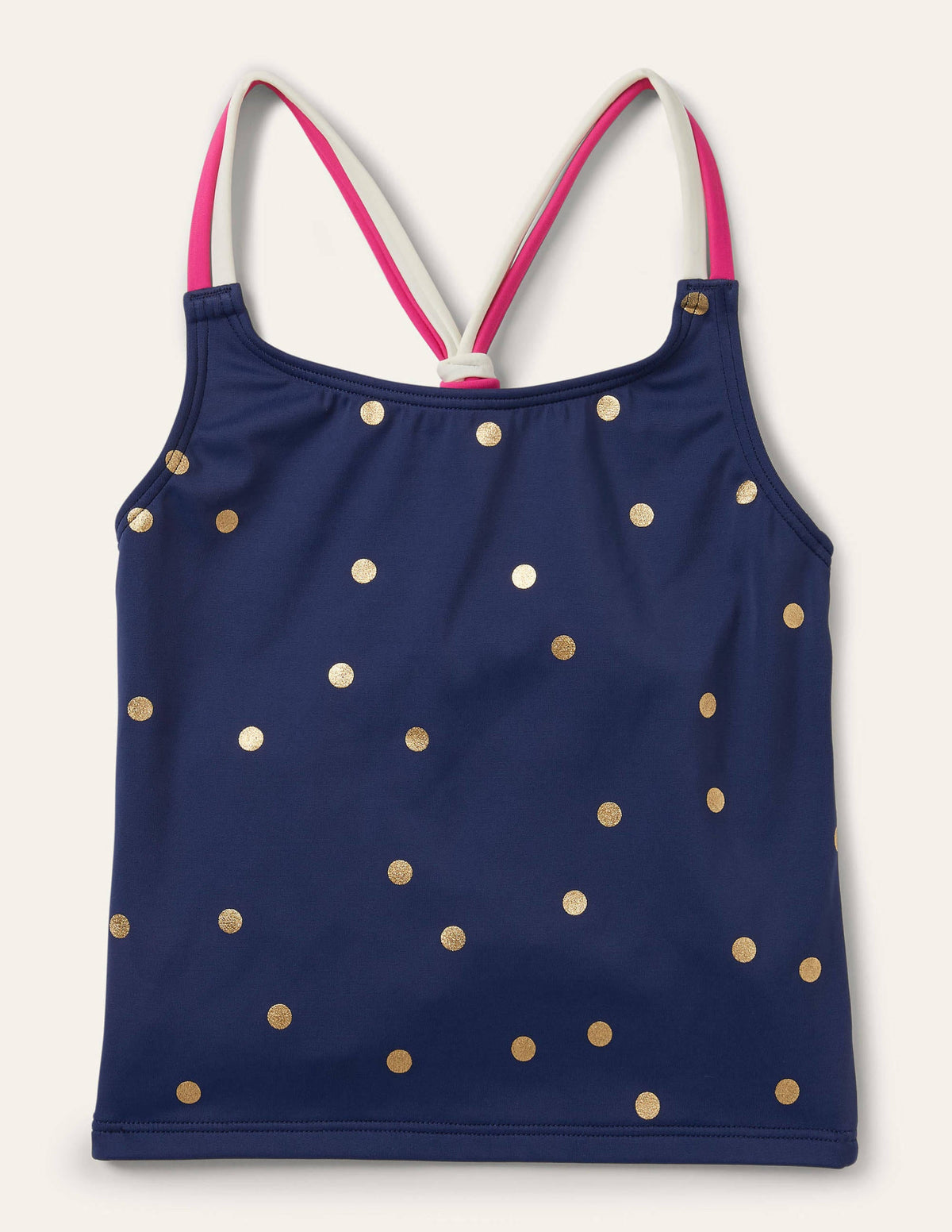 Patterned Tankini Top-Deep Sea Blue Foil Spot-1