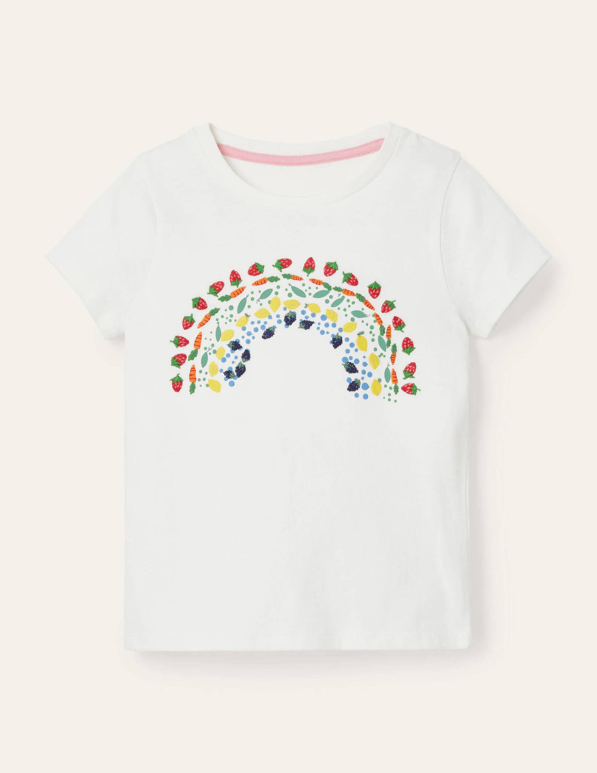 Embroidered Rainbow T-shirt-Ivory Vegetable Rainbow-1