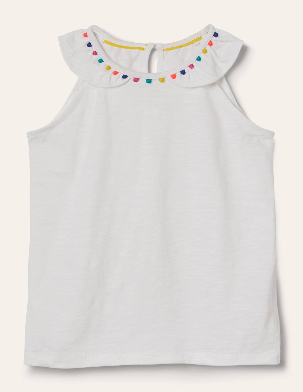 Charlie Pom Jersey Vest-White - Image 1