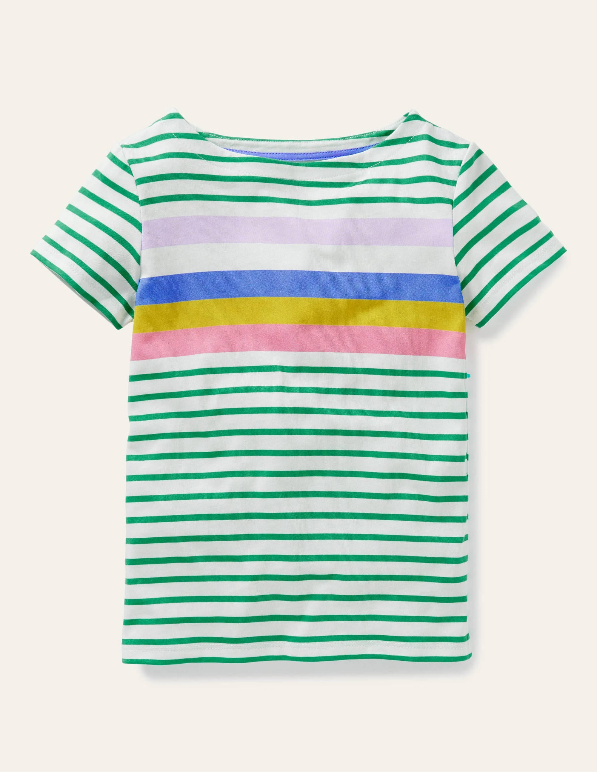 Short-sleeved Breton-Sapling Green/ Lilac Rainbow - Image 1