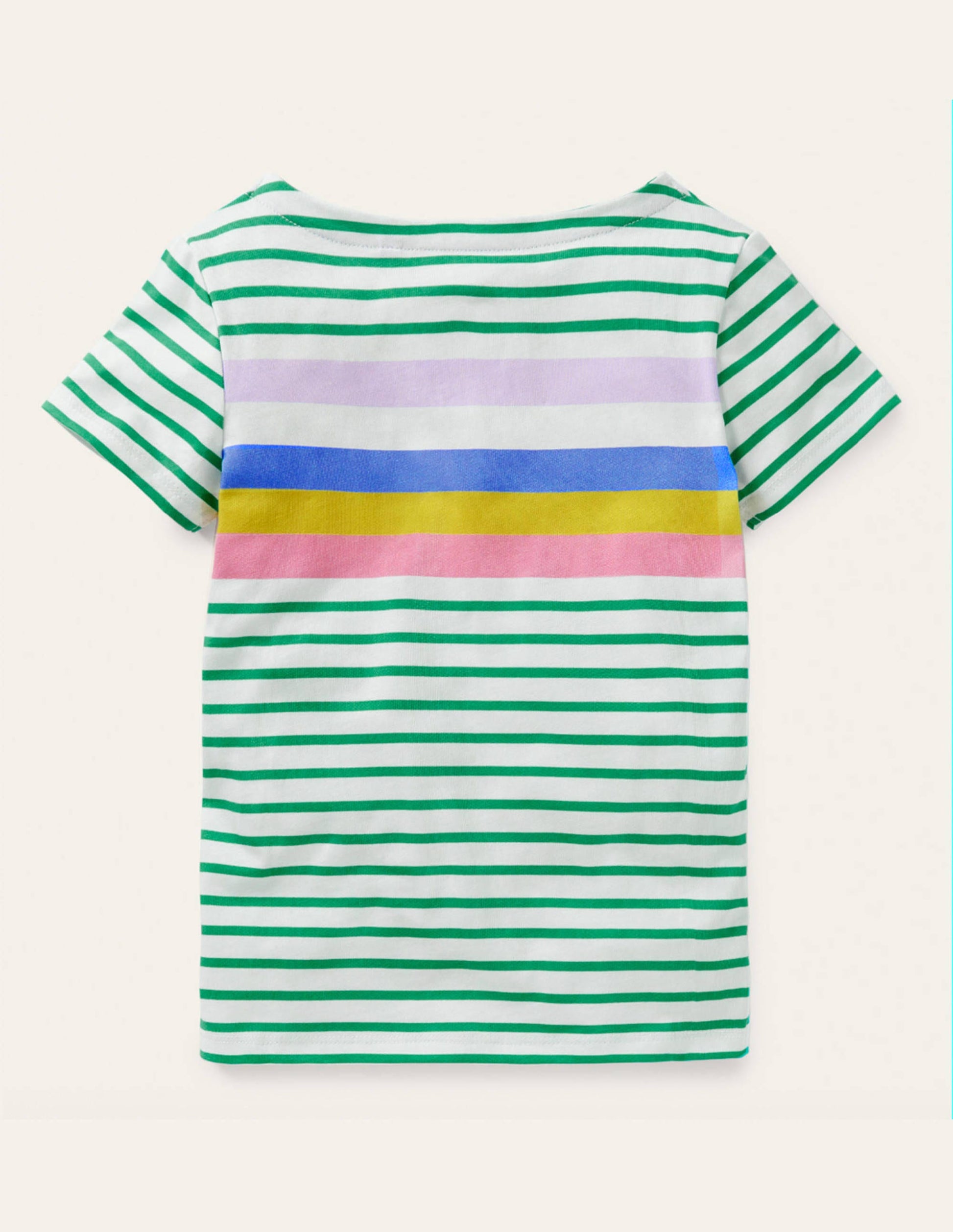 Short-sleeved Breton-Sapling Green/ Lilac Rainbow-2