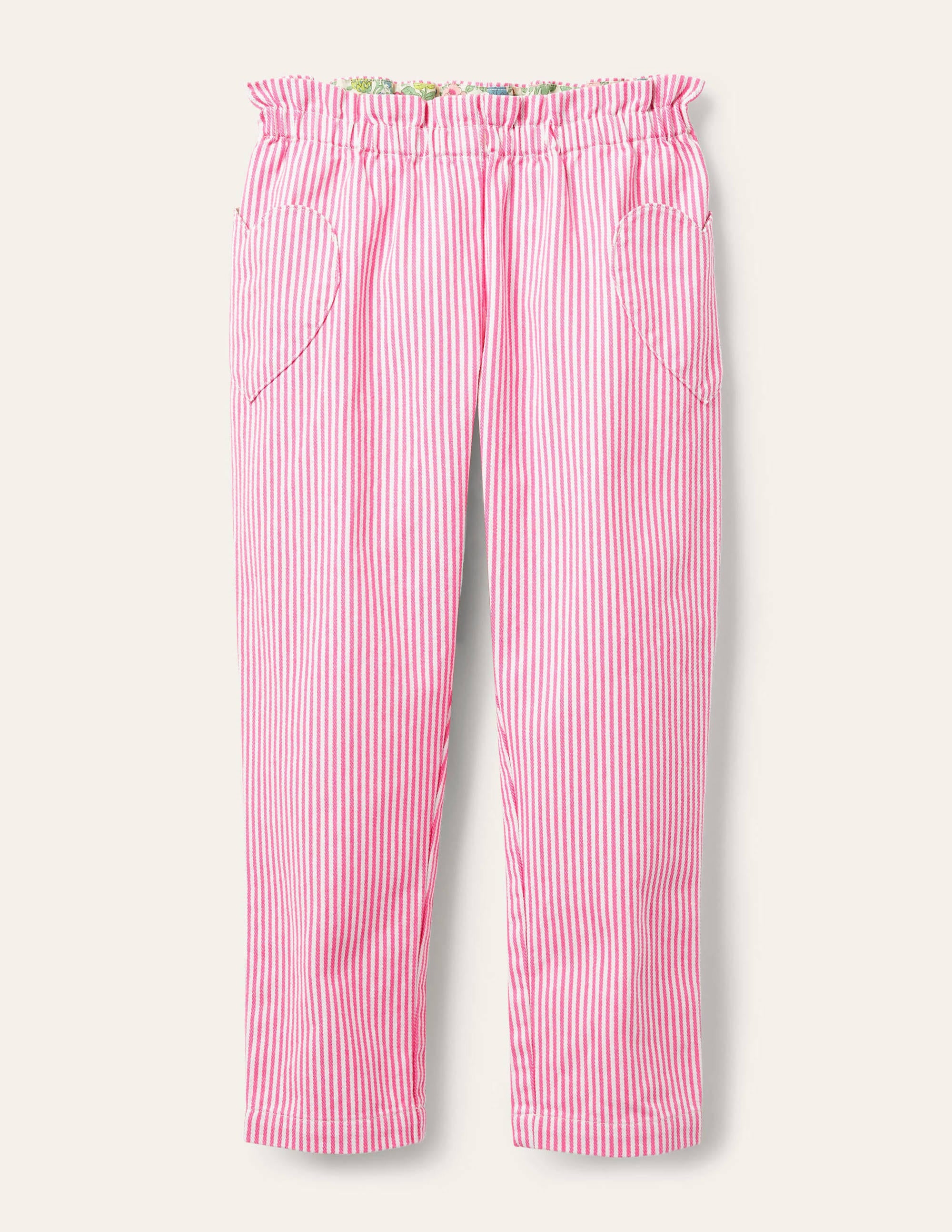Pull-on Trousers-Festival Pink Ticking Stripe - Image 1