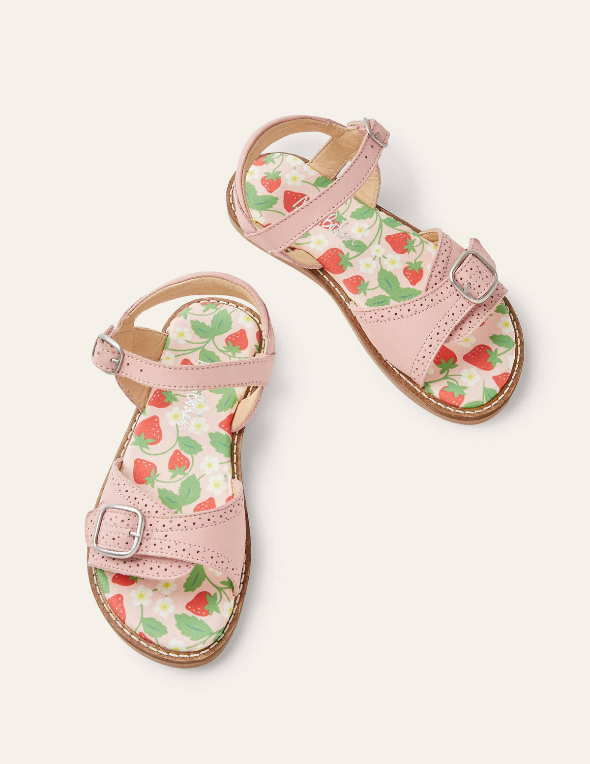 Leather Buckle Sandals-Boto Pink-1
