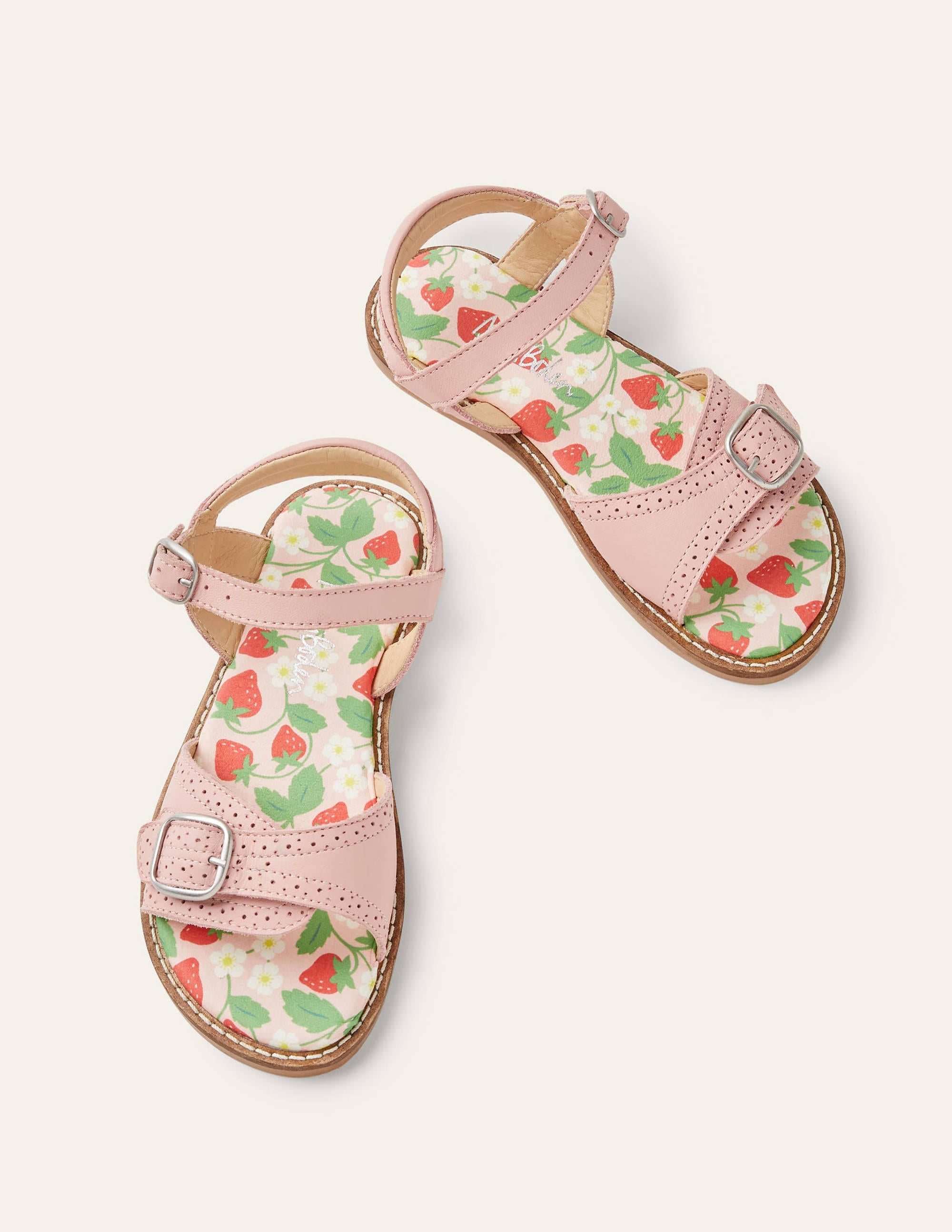 Leather Buckle Sandals-Boto Pink - Image 1