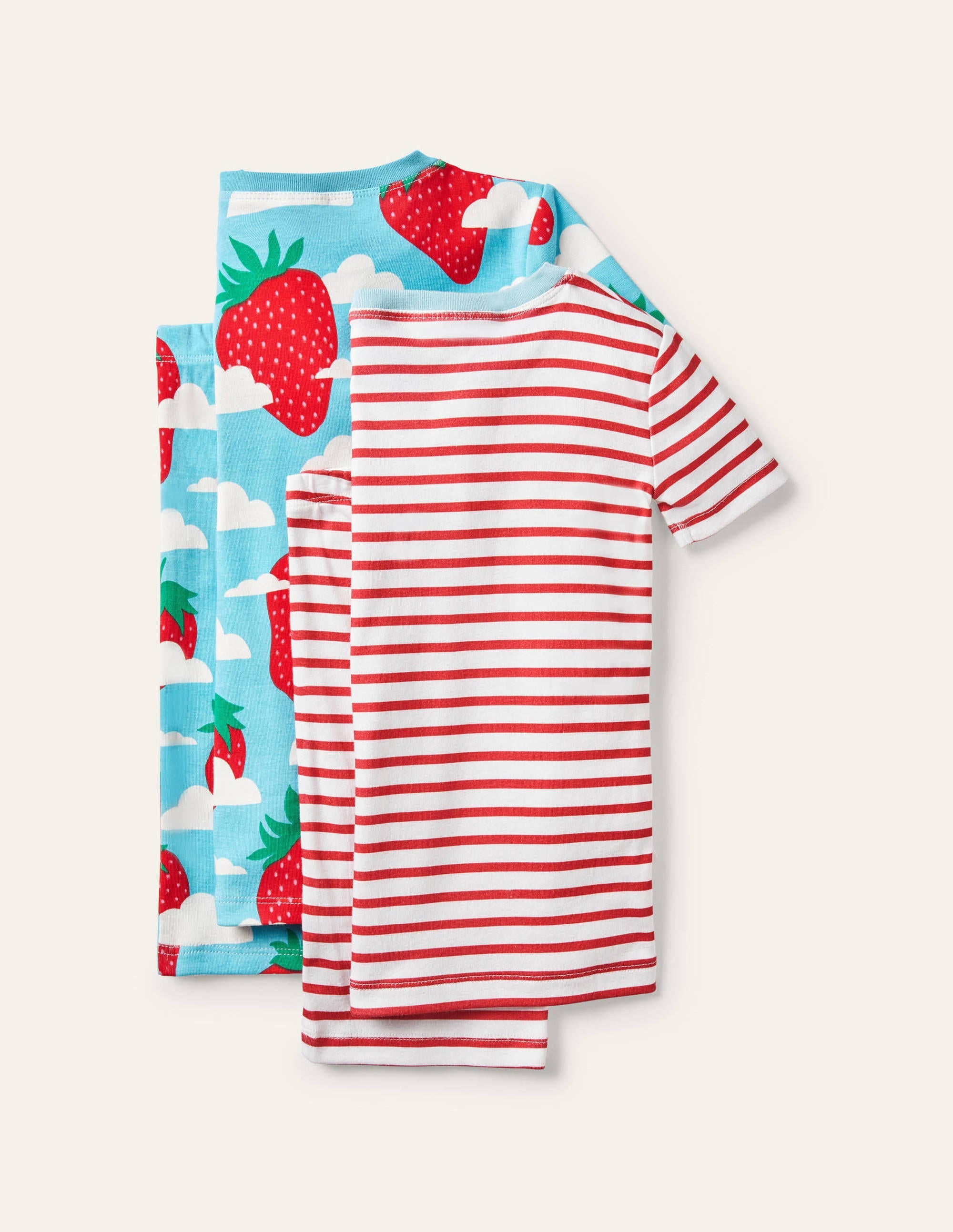 Twin Pack Snug Short Pyjamas-Aqua Blue Strawberry Sky - Image 2