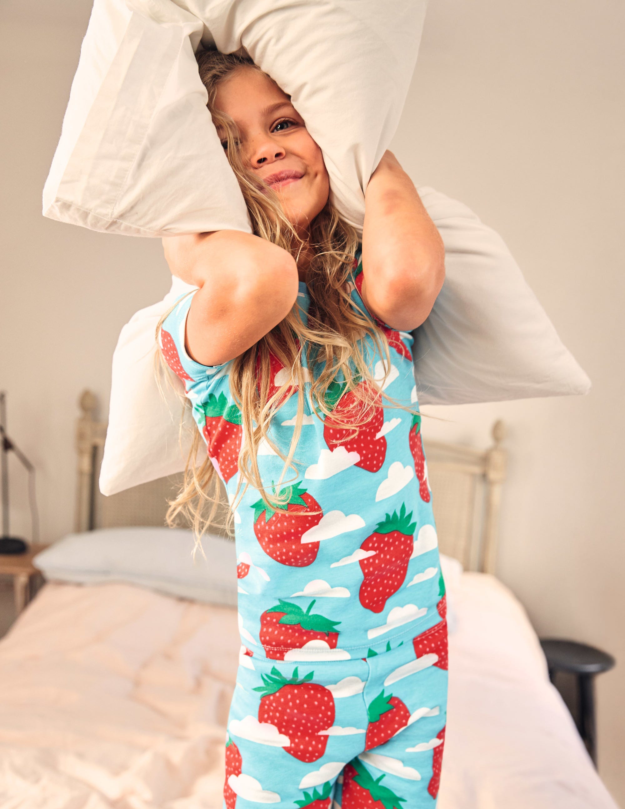 Twin Pack Snug Short Pyjamas-Aqua Blue Strawberry Sky - Image 4