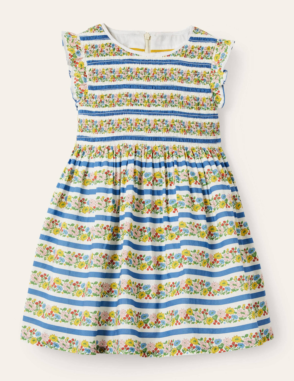 Smocked Woven Dress-Multi Floral Stripe - Image 1