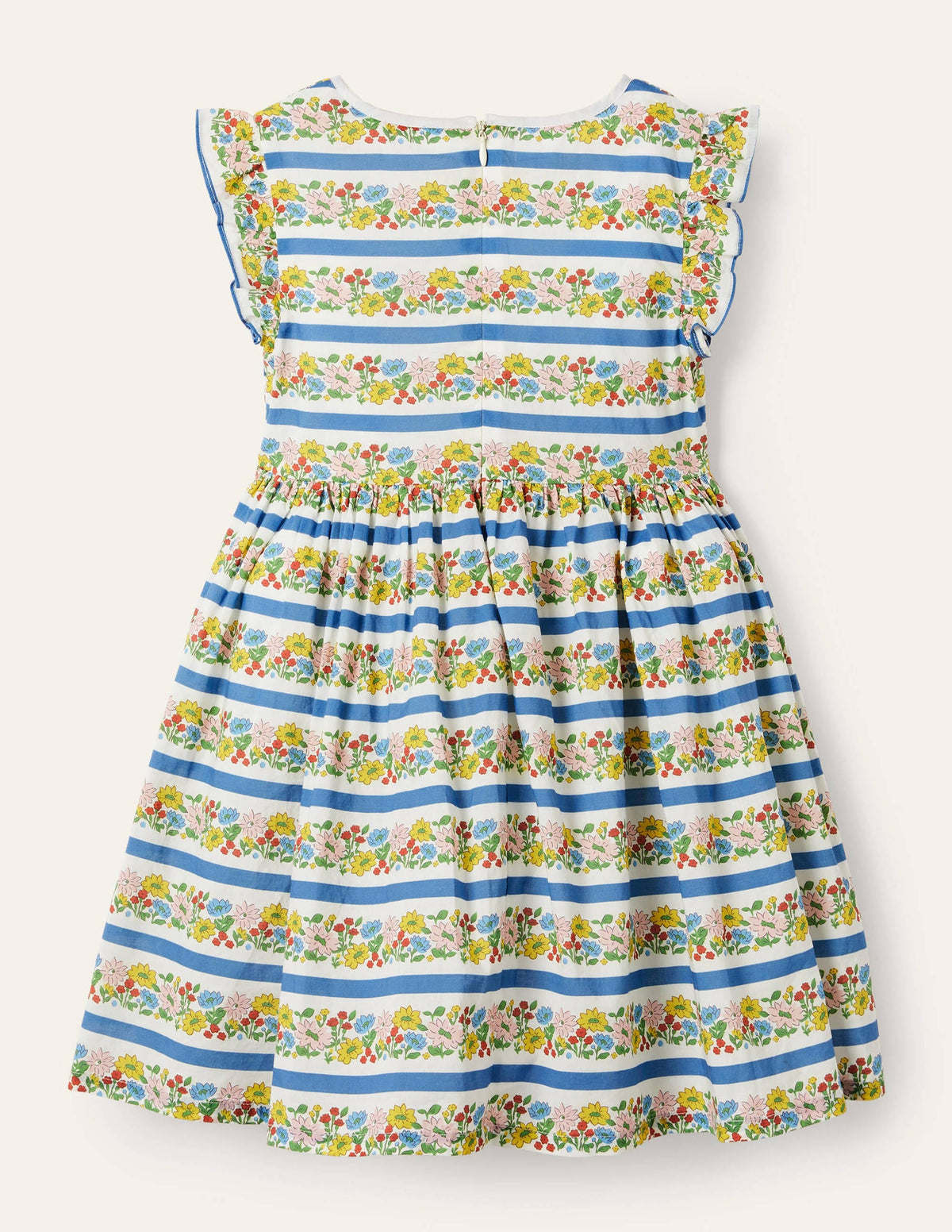 Smocked Woven Dress-Multi Floral Stripe-2