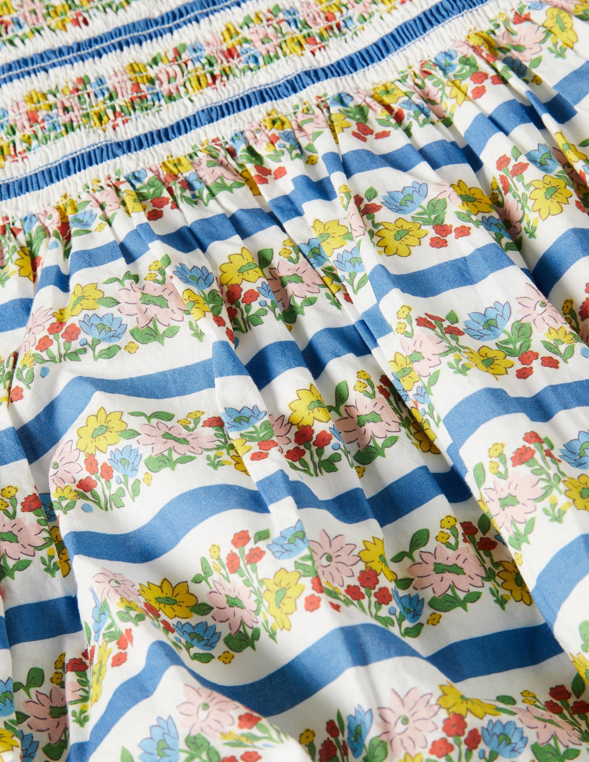 Smocked Woven Dress-Multi Floral Stripe-3