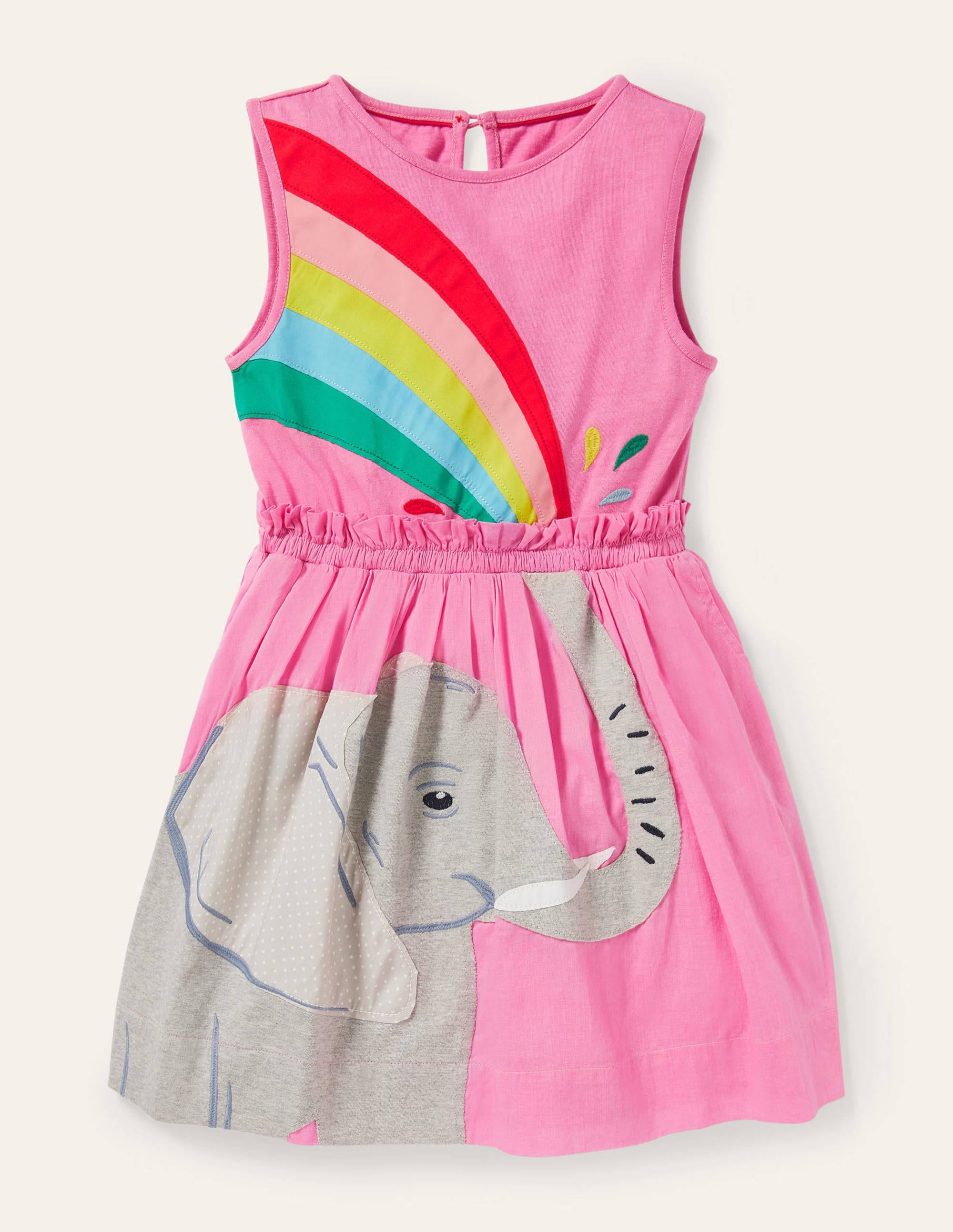 Safari Appliqué Dress-Plum Blossom Pink Elephant - Image 1