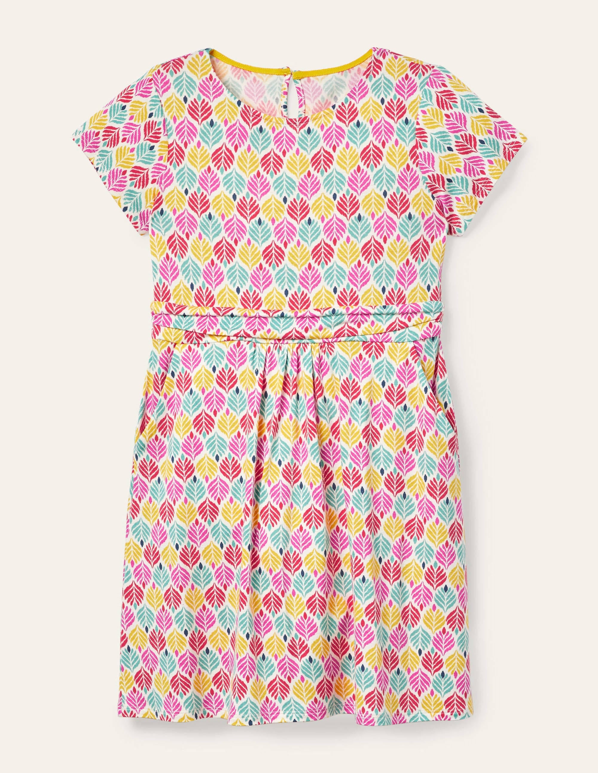 Mini-me Amelie Dress-Multi Palm Leaf Tile - Image 1