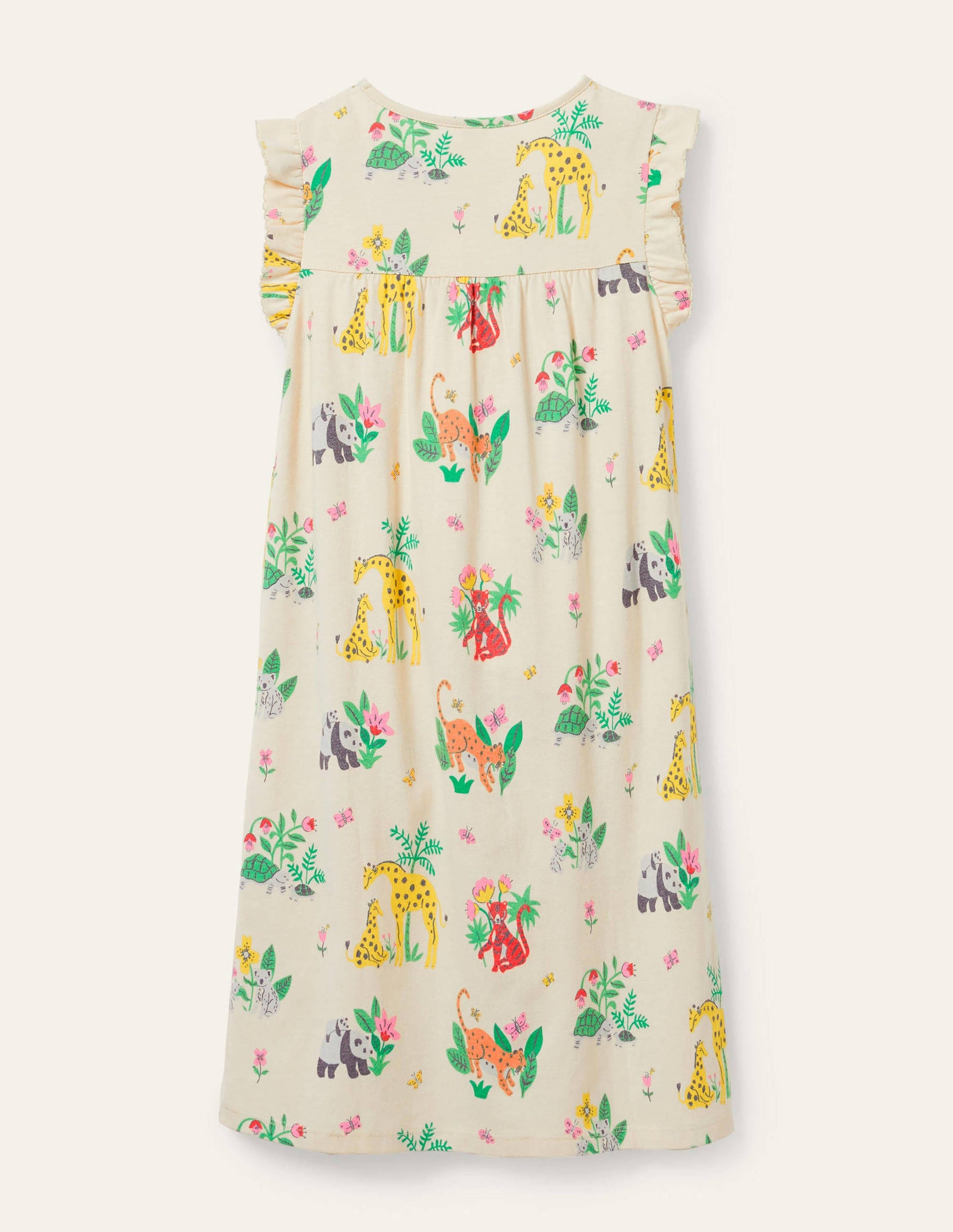 Printed Short-sleeved Nightie-Ivory Little Jungle-2