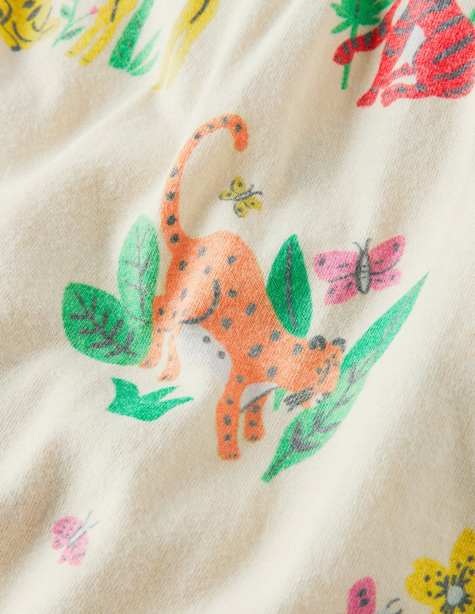 Printed Short-sleeved Nightie-Ivory Little Jungle - Image 3