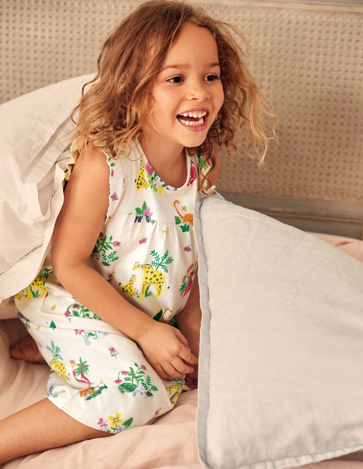 Printed Short-sleeved Nightie-Ivory Little Jungle - Image 4