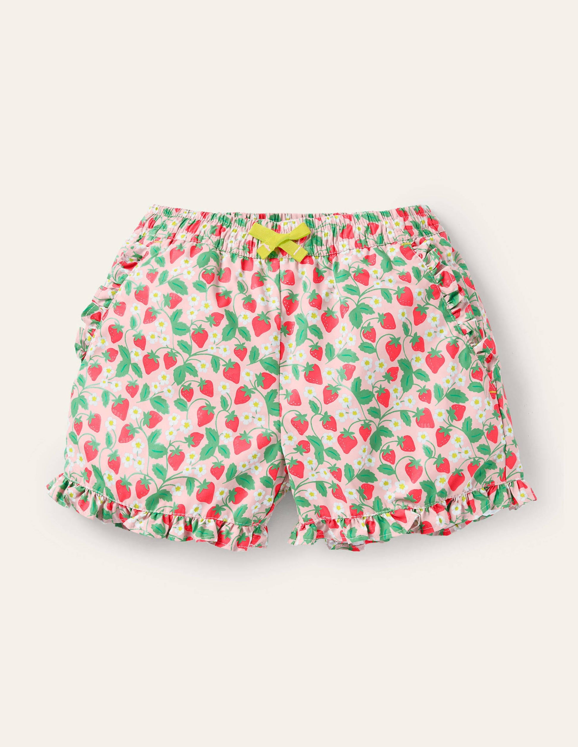 Frill Hem Shorts-Boto Pink Strawberry Ditsy-1