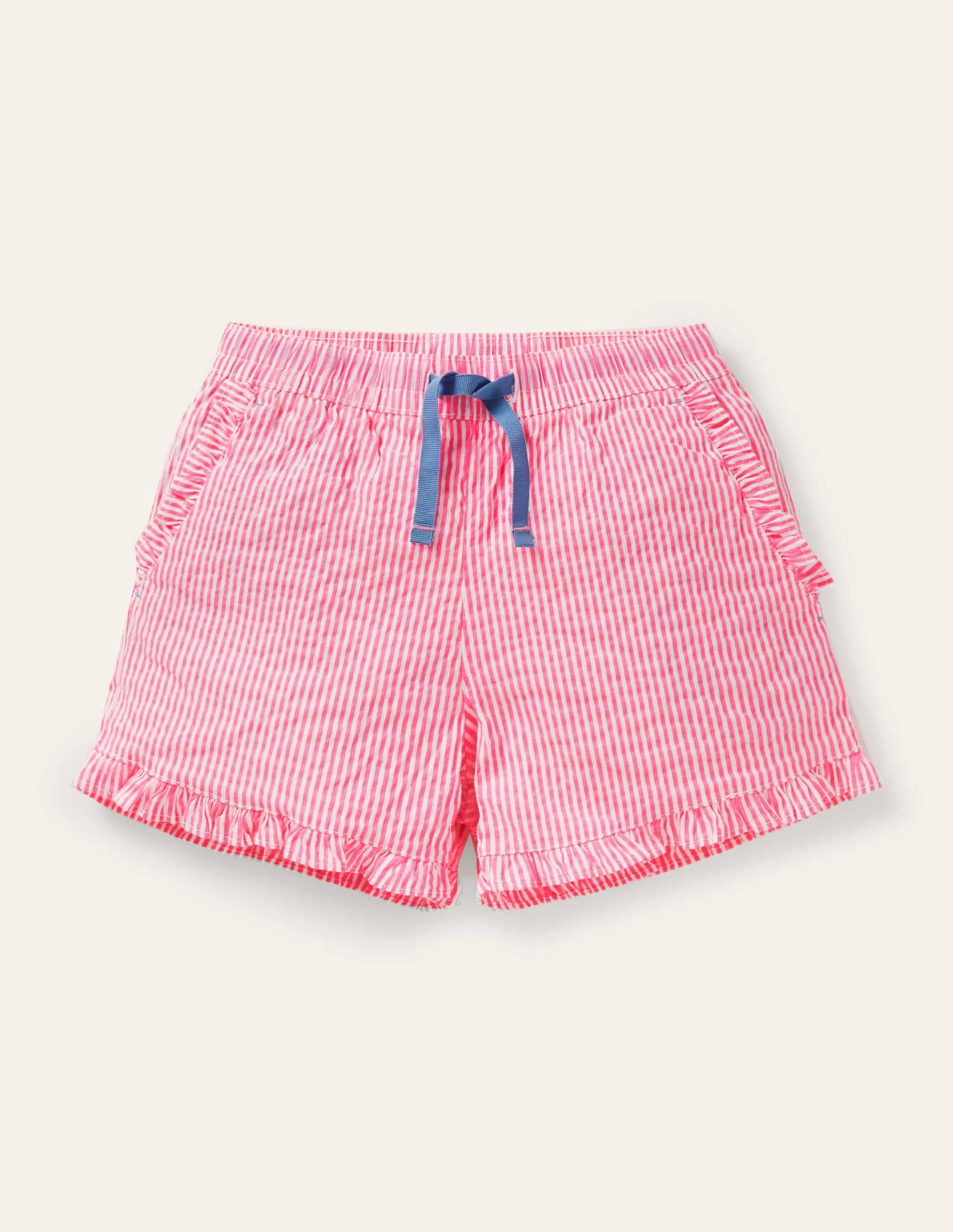 Frill Hem Shorts-Party Pink Ticking - Image 1