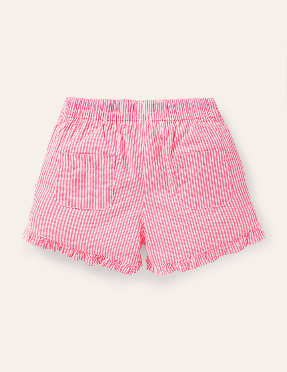 Frill Hem Shorts-Party Pink Ticking - Image 2