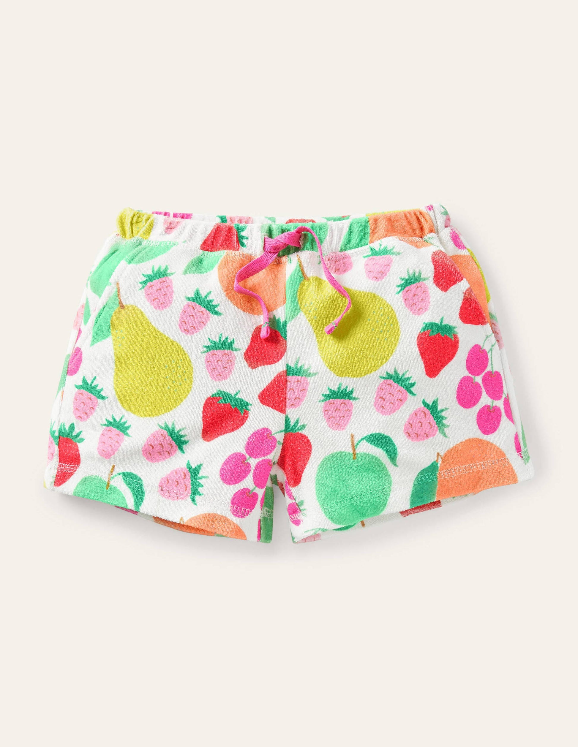 Towelling Shorts-Ivory Tutti Frutti-1