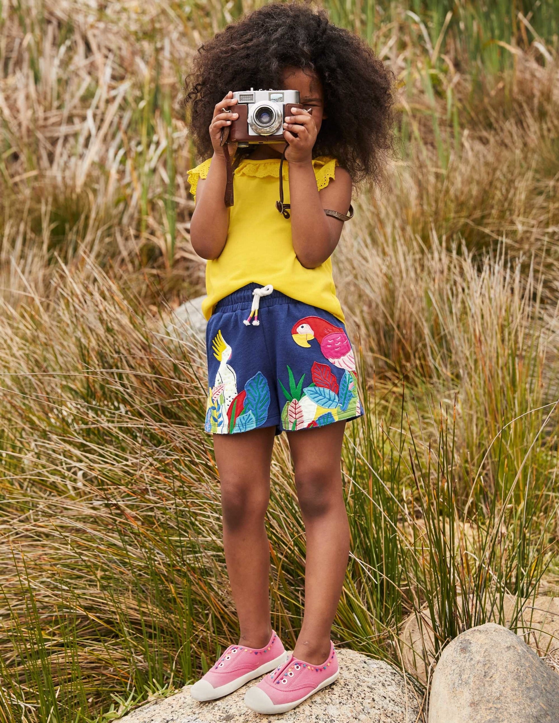 Appliqué Jersey Shorts-Starboard Blue Birds-4