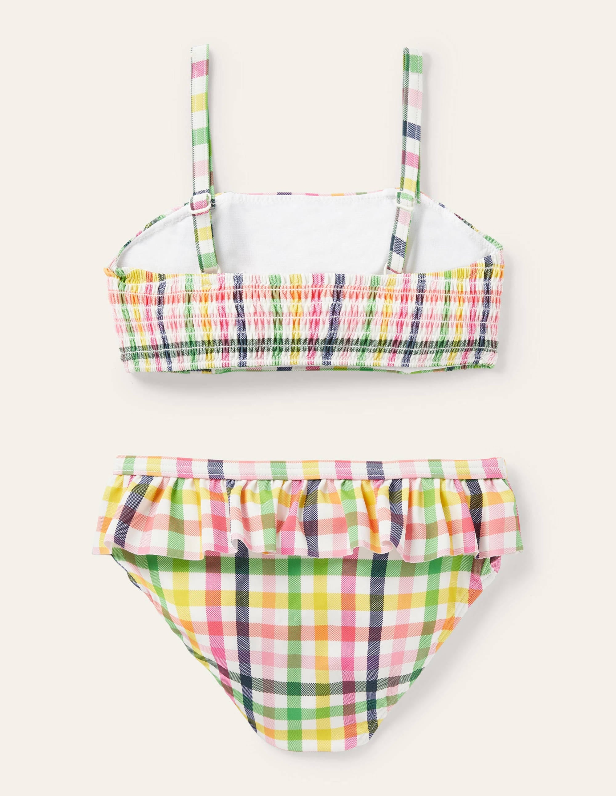 Nostalgic Smocked Bikini-Multi Rainbow Gingham - Image 2