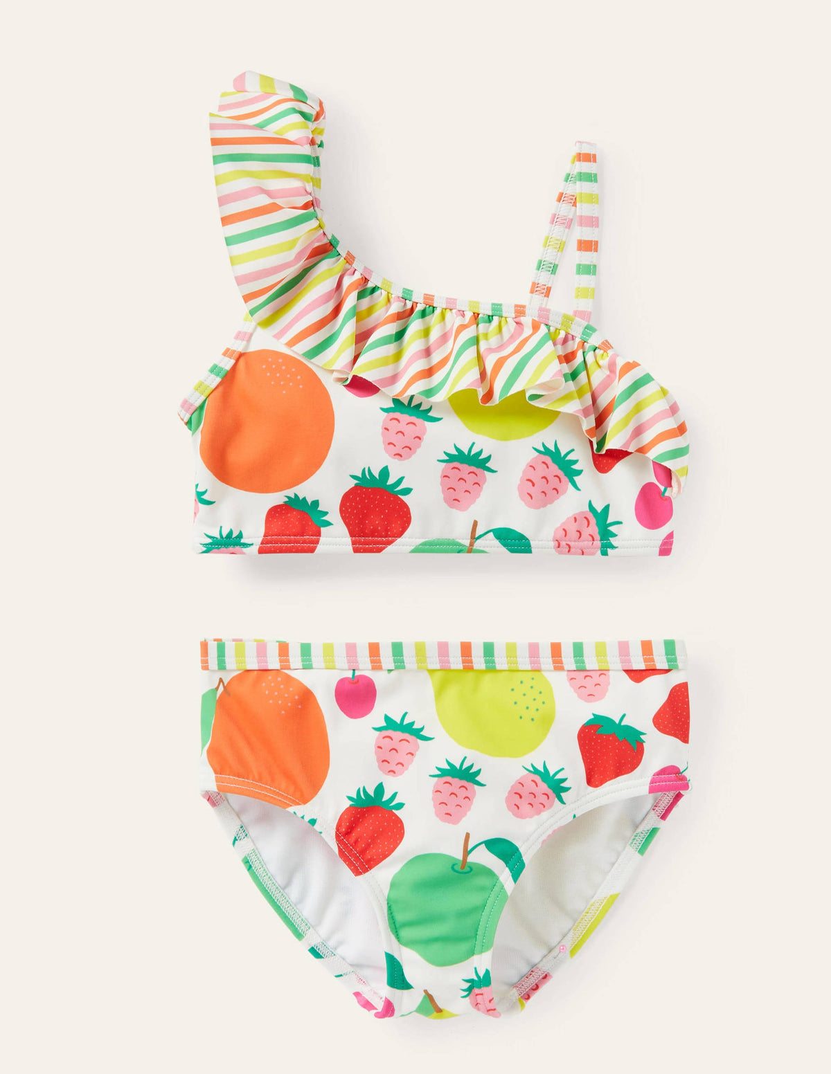 One Shoulder Frilly Bikini-Multi Tutti Fruitti-1