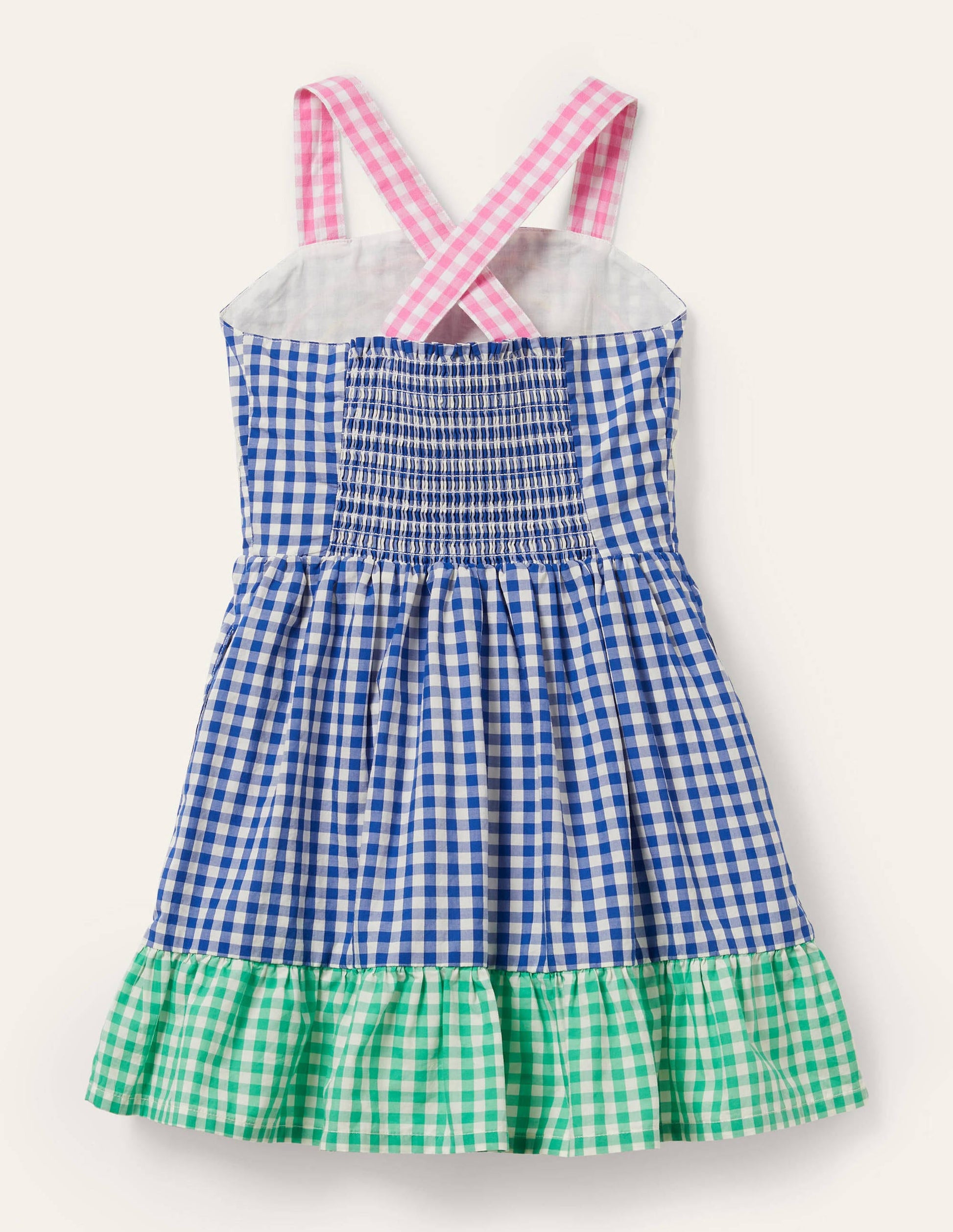 Gingham Woven Sun Dress-Multi Rainbow Scene-2